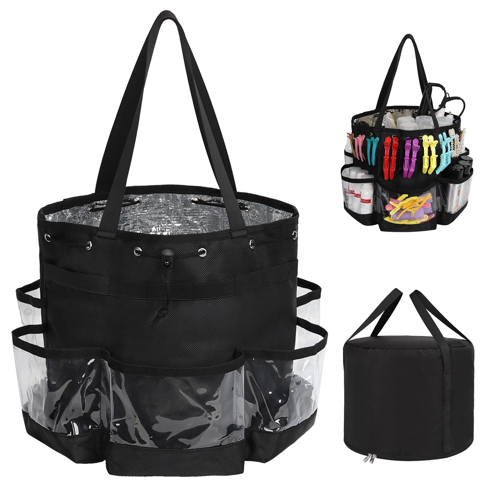 CUBETASTIC 2-Piece Professional Hairstylist Travel Bag Set - Large Capacity Heat-Resistant Barber & Hair Tools Organizer - Waterproof Makeup & Shower Toiletry Bag for Salon Professionals & Travel