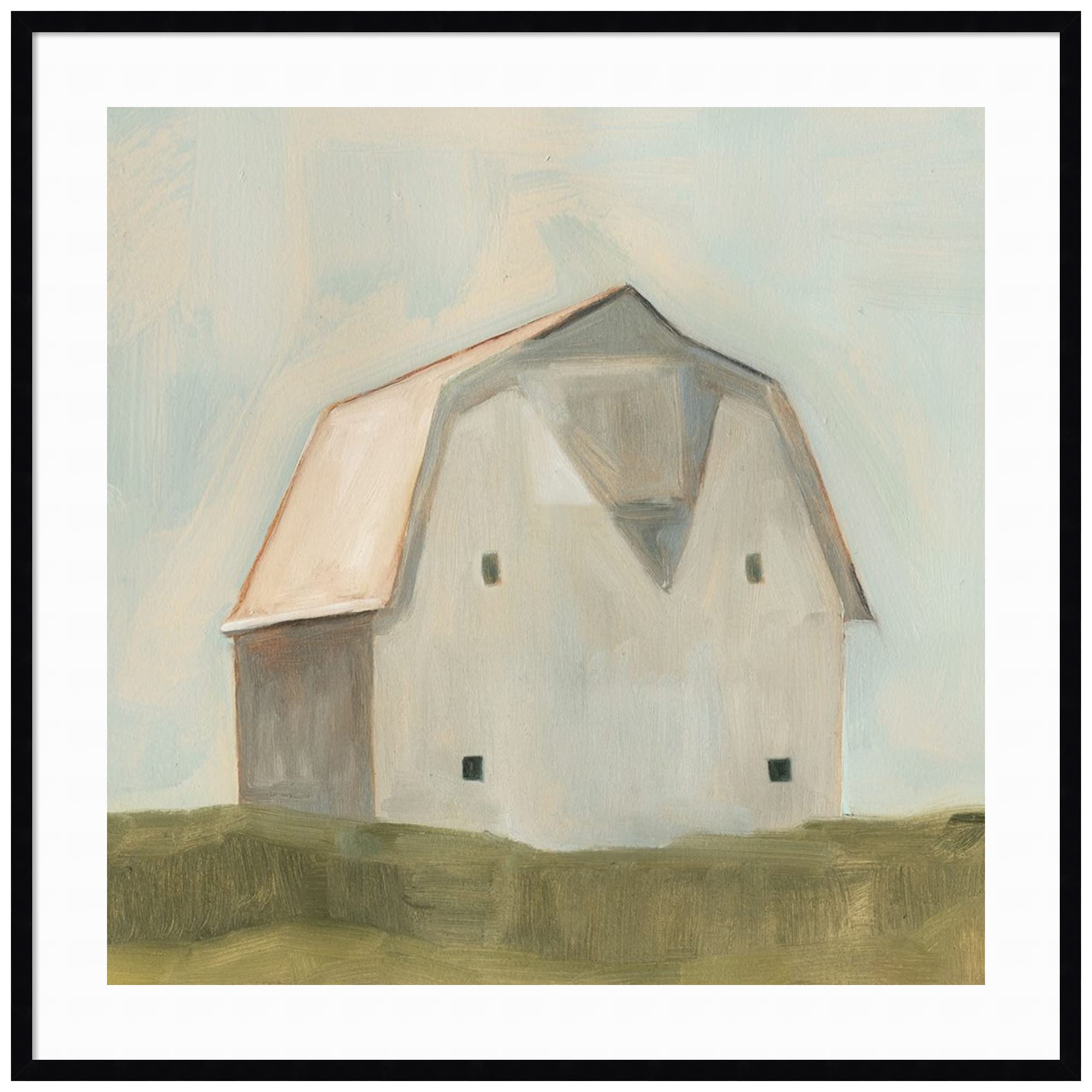 Emma Scarvey Serene Barn II Wood Framed Wall Art Print - 41x41 Inch Oversized Black Frame - Farmhouse Decor for Living Room, Bedroom & Office