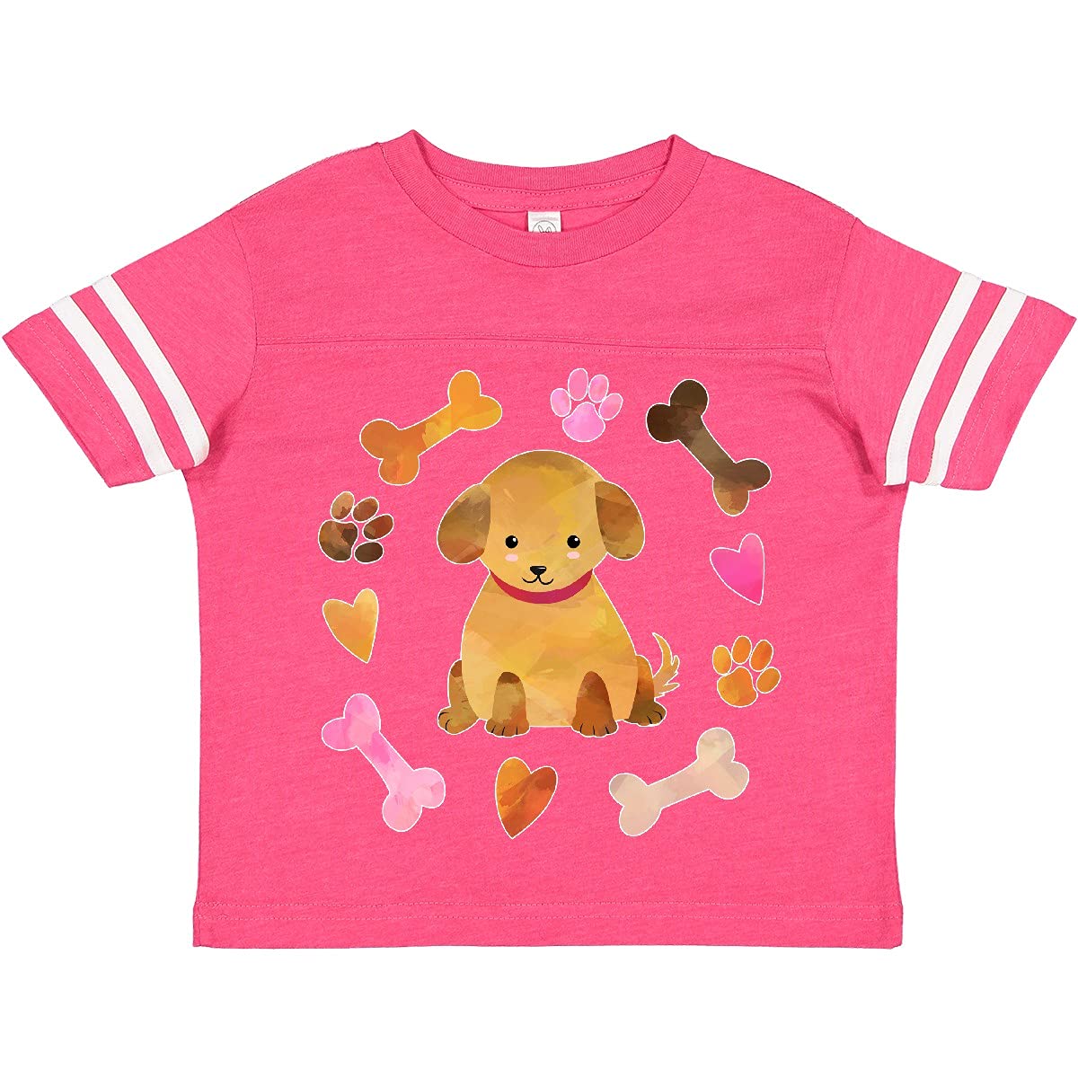 Inktastic Cute Puppy Valentine with Hearts and Bones Toddler T-Shirt - Adorable Dog Lover Gift for Kids, Valentine's Day Outfit, Casual Playdate Wear