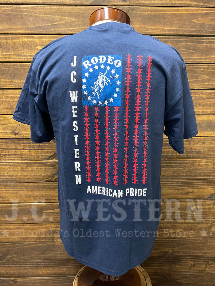 JC Western JCWAP N Men's American Pride Patriotic Short Sleeve T-Shirt - Navy Blue Cotton Tee for Casual Wear, 4th of July & Independence Day Celebrations