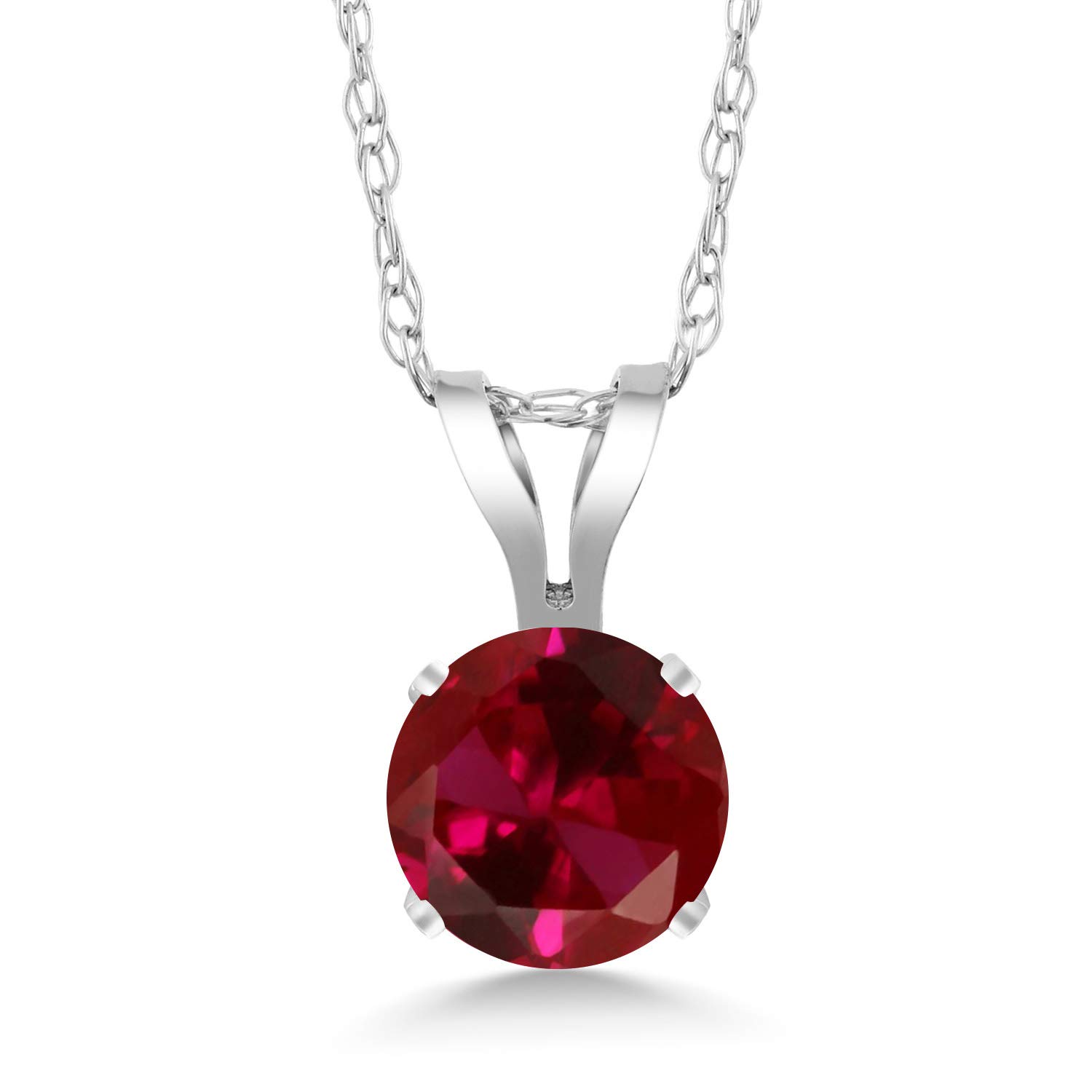 Gem Stone King 14K White Gold Round 4.5MM Birthstone Solitaire Pendant Necklace for Women - 18 Inch Gold Chain | Perfect Gift for Birthday, Anniversary & Special Occasions