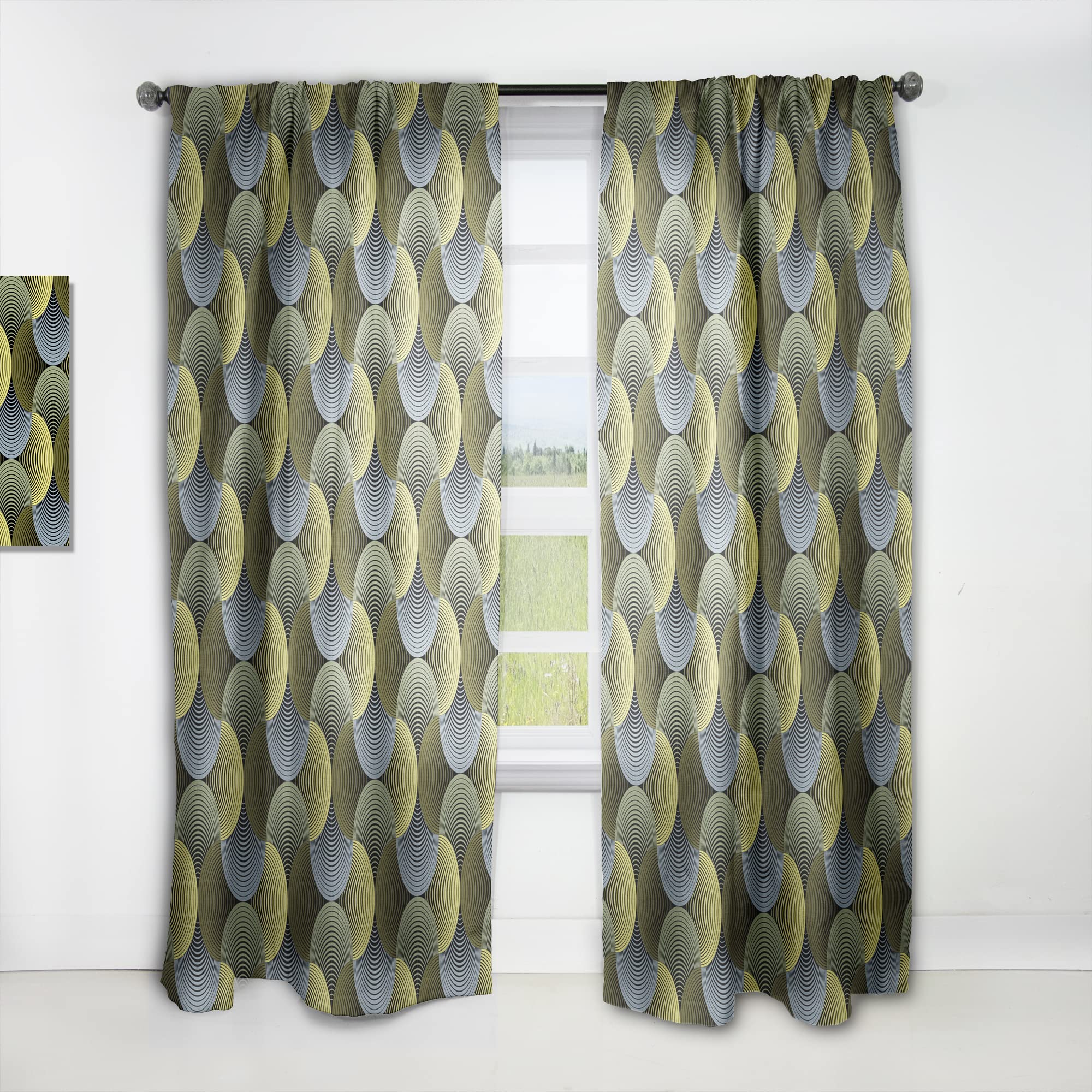 DesignQ Thermal Insulated Curtains - Ornate Geometric Petals Grid Pattern - Single Panel 52x84 Inches - Blackout Drapes for Bedroom & Living Room - Perfect for Home Decor, Privacy & Temperature Control