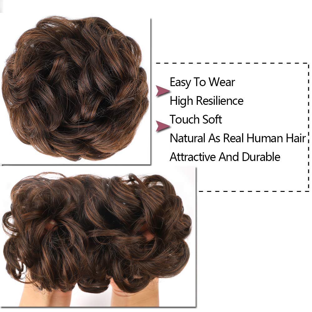 Curly Synthetic Messy Hair Bun Hair Scrunchies Extension - Perfect for Messy Bun Hairstyles, Ponytail Accessories & Everyday Hair Styling