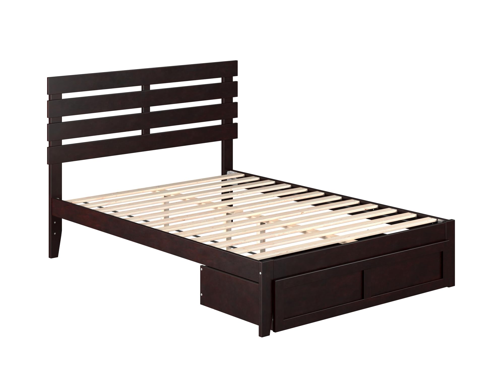 AFI Oxford Full Size Platform Bed Frame with Storage Drawer & USB Charging Station - Espresso Finish, Modern Bedroom Furniture for Small Spaces & Apartments