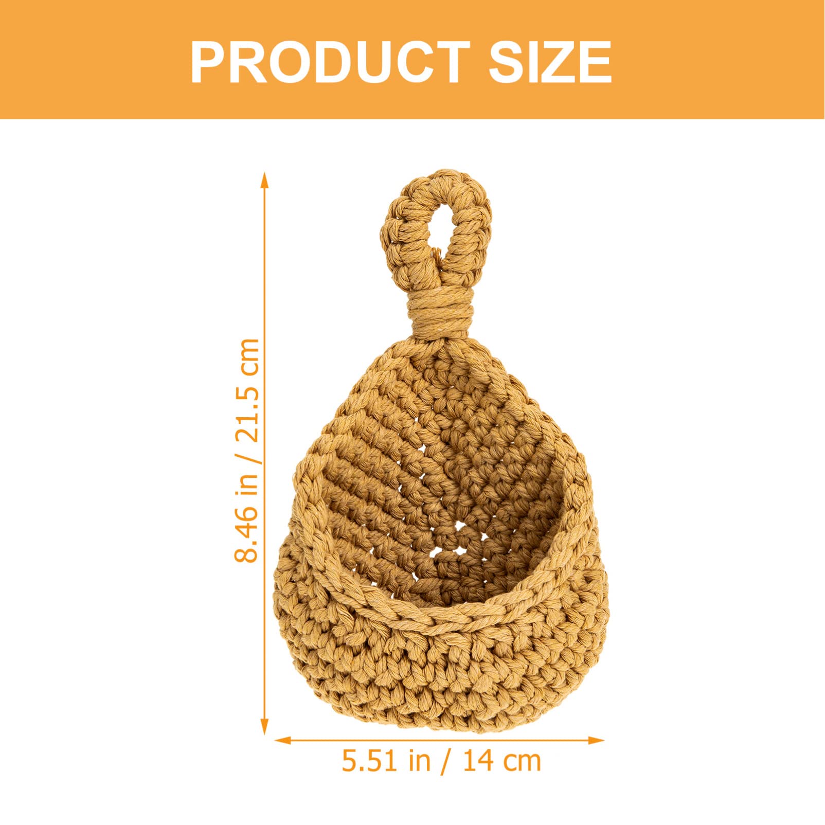 Macrame Wall Hanging Basket - Woven Cotton Rope Plant Hanger for Flowers, Vegetables & Storage | Over The Door Organizer for Kitchen, Bathroom & Home Decor | Eco-Friendly Straw & Rope Household Basket