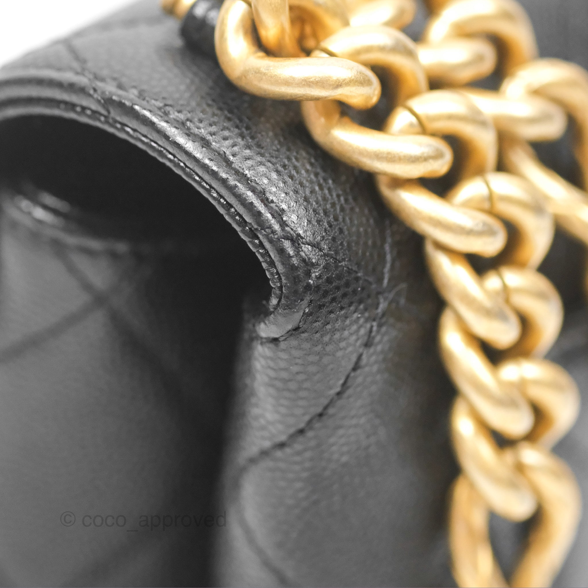 Chanel Quilted Caviar Leather Bracelet On Chain Flap Bag - Black with Aged Gold Hardware - Perfect for Evening Events, Parties & Luxury Fashion Accessories