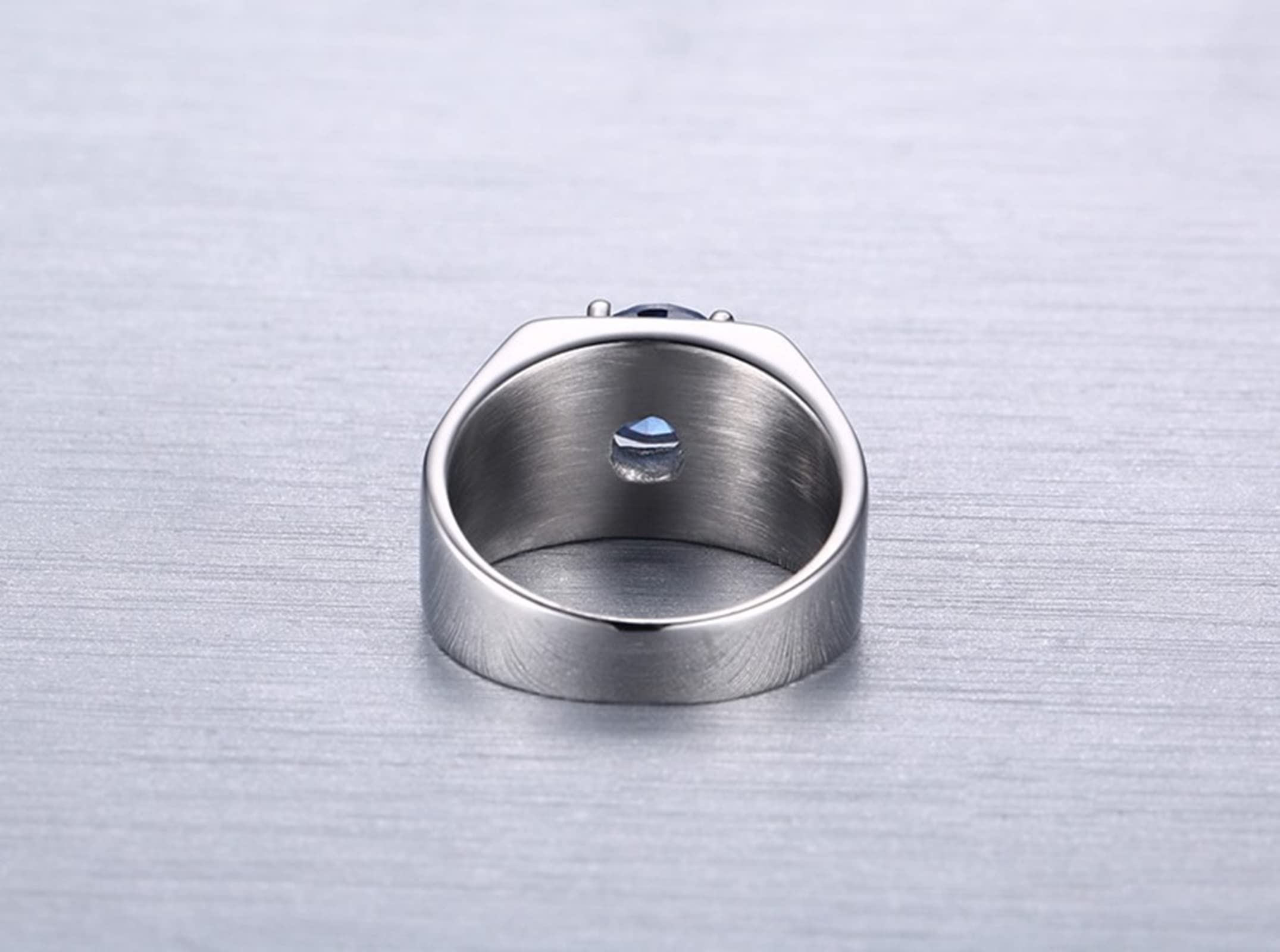 Blue Stainless Steel Wedding Bands for Men - Durable Zirconia Engagement Rings for Him | Perfect for Proposals, Anniversaries & Everyday Wear