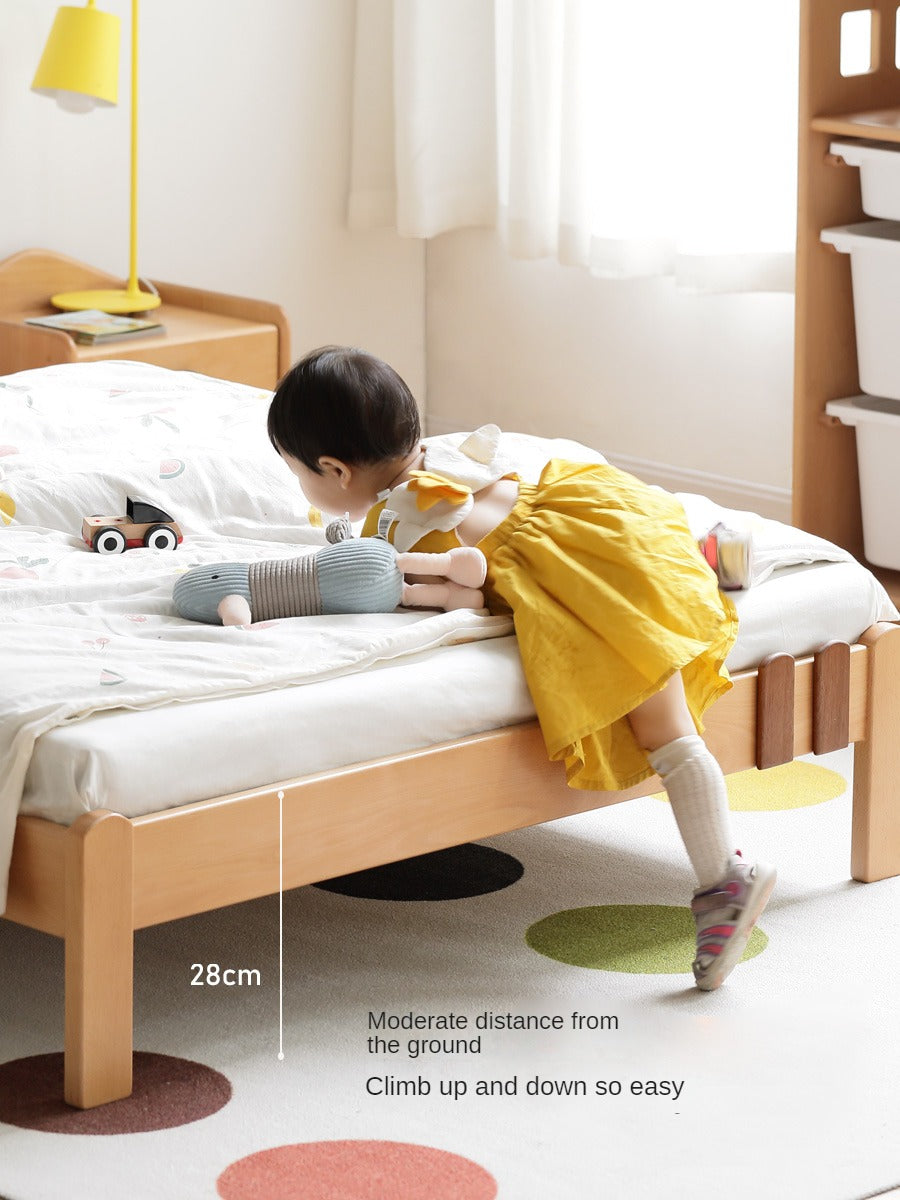 Kids Wooden Bed with Night Light - Beech & Poplar Little House Design with 15-Minute Auto Light Off - Perfect for Bedrooms, Playrooms & Cozy Sleep Spaces