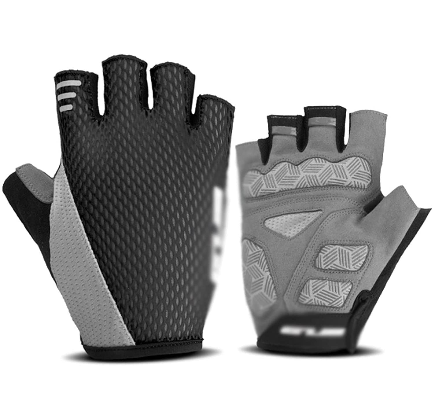Breathable Anti-Slip Half Finger Cycling Gloves - Gel Padded Bike Gloves for Men & Women - Perfect for Road Biking, Mountain Biking & Workout Training