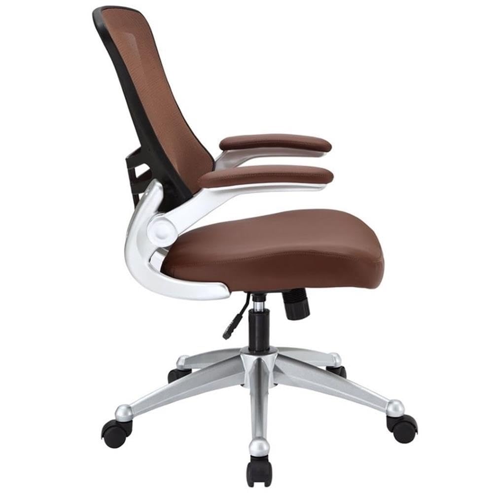 Hawthorne Collections Modern Faux Leather Office Chair - Ergonomic Executive Desk Chair with Adjustable Height, Lumbar Support (Tan/Black) - Perfect for Home Office, Gaming Setup & Workspace