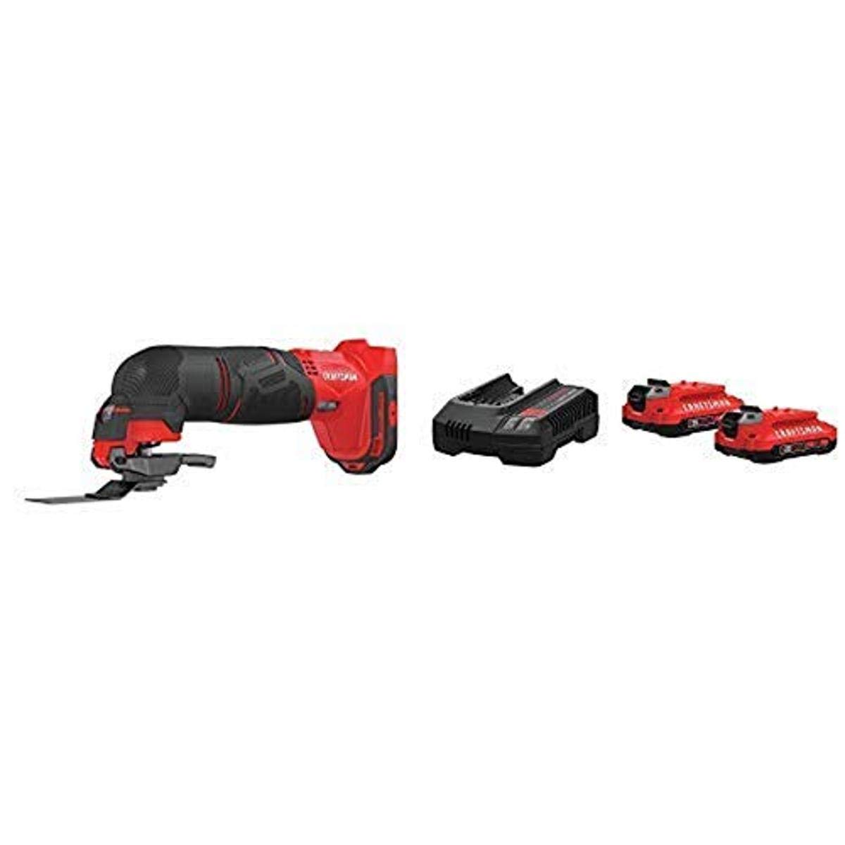 CRAFTSMAN V20 Cordless Oscillating Multi-Tool Kit with 2.0Ah Battery & Charger (CMCE500B & CMCB202-2CK) - Perfect for DIY Projects, Woodworking, Metal Cutting, and Home Renovations