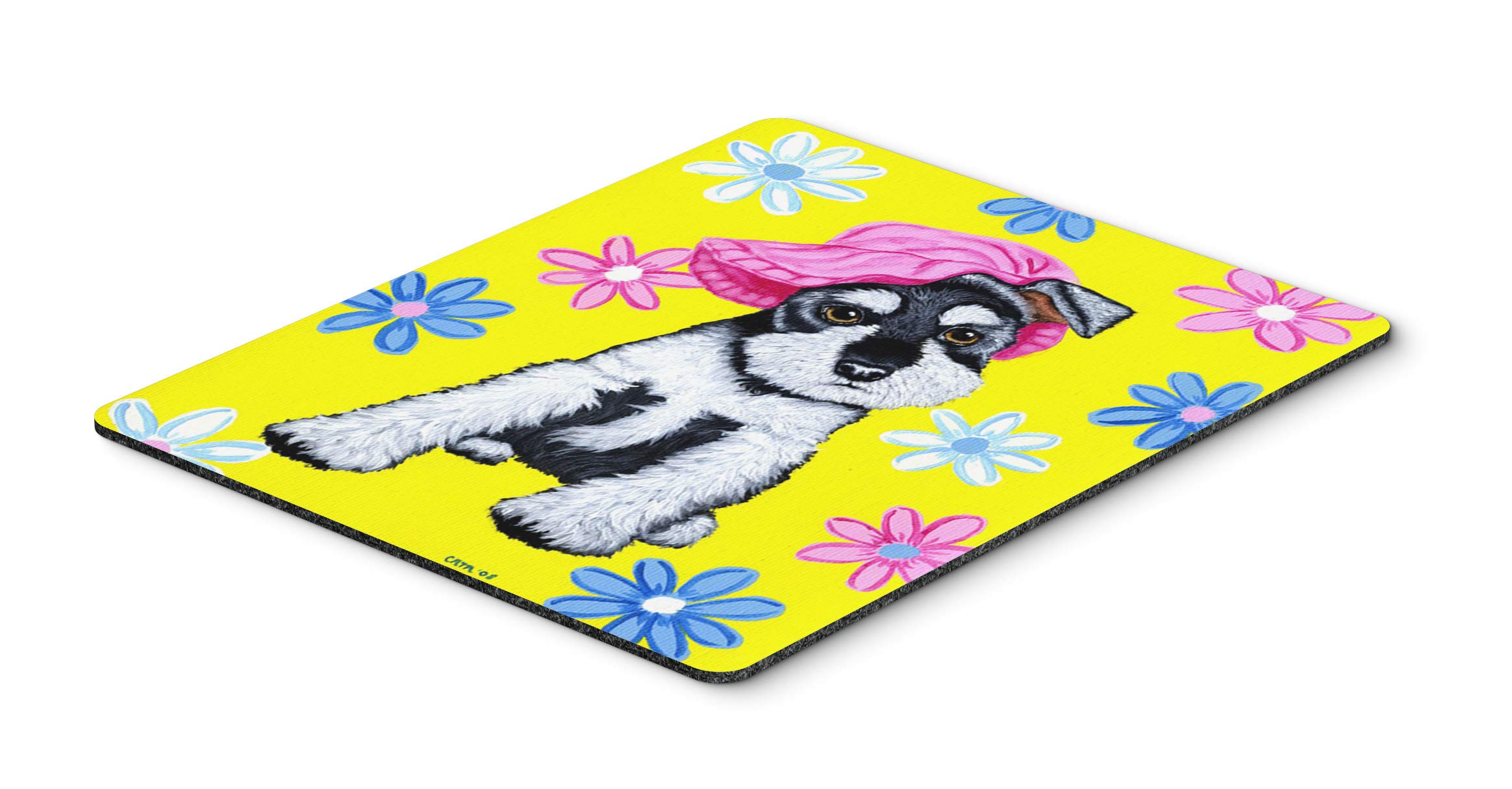 Caroline's Treasures AMB1331MP Spring Cutie Schnauzer Mouse Pad - Large Washable Non-Slip Desk Mat for Home Office, Gaming & Work Computers | Perfect for Laptop Users & Decor