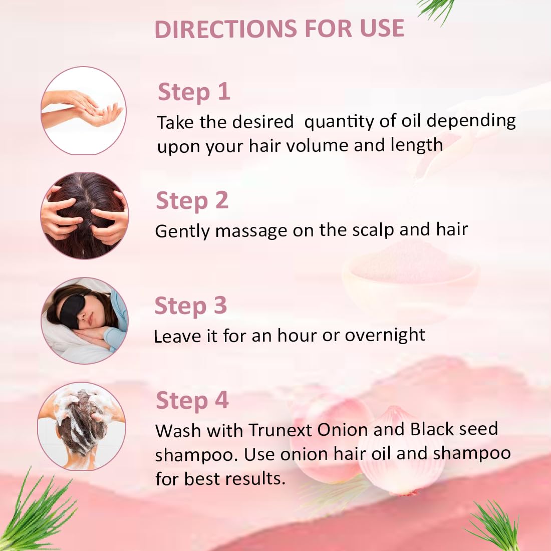 TRUNEXT Onion Black Seed Hair Oil for Hair Growth & Fall Control - 200ml - Natural Scalp Treatment for Thicker, Stronger Hair - Perfect for Daily Use & Hair Care Routine