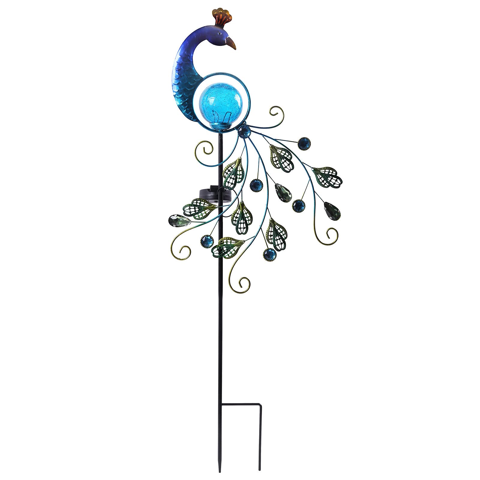 Glow in The Dark Peacock Solar Lawn Art with Iron Letter Lamps - Outdoor Garden Decor for Parties, Birthdays & Backyard Events - Solar Powered Nighttime Illumination for Boys & Girls