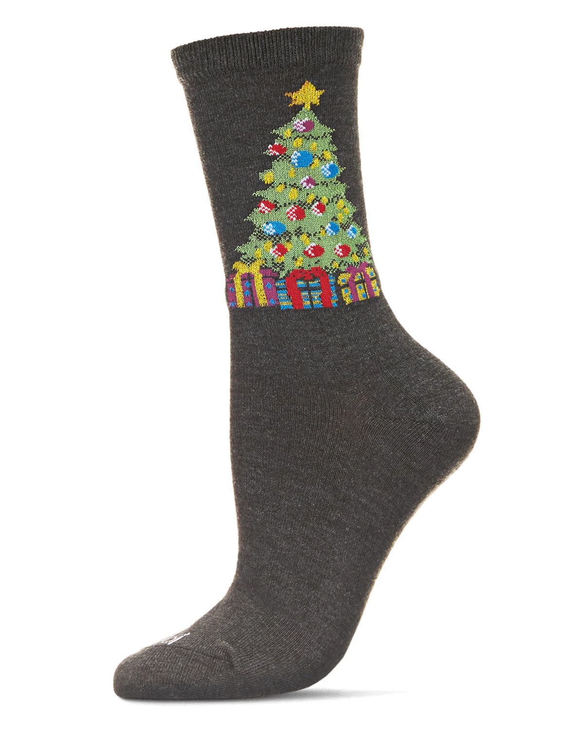 MeMoi Women's Holiday Crew Socks - Christmas Tree & Presents Design - Cozy Festive Socks for Winter, Xmas Parties & Gift Giving