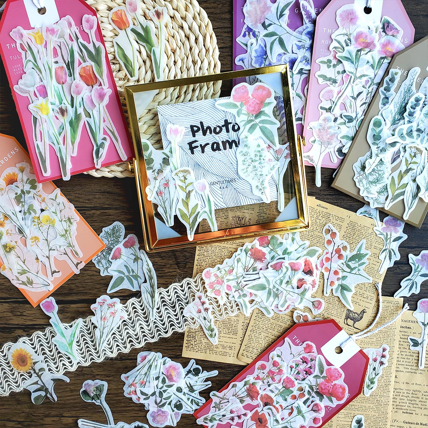 6 Packs Floral Scrapbooking Stickers - Decorative Washi Tape Stickers for Journals, Planners, Notebooks & DIY Crafts (Blossom Design) - Perfect for Bullet Journaling, Memory Keeping & Gift Wrapping