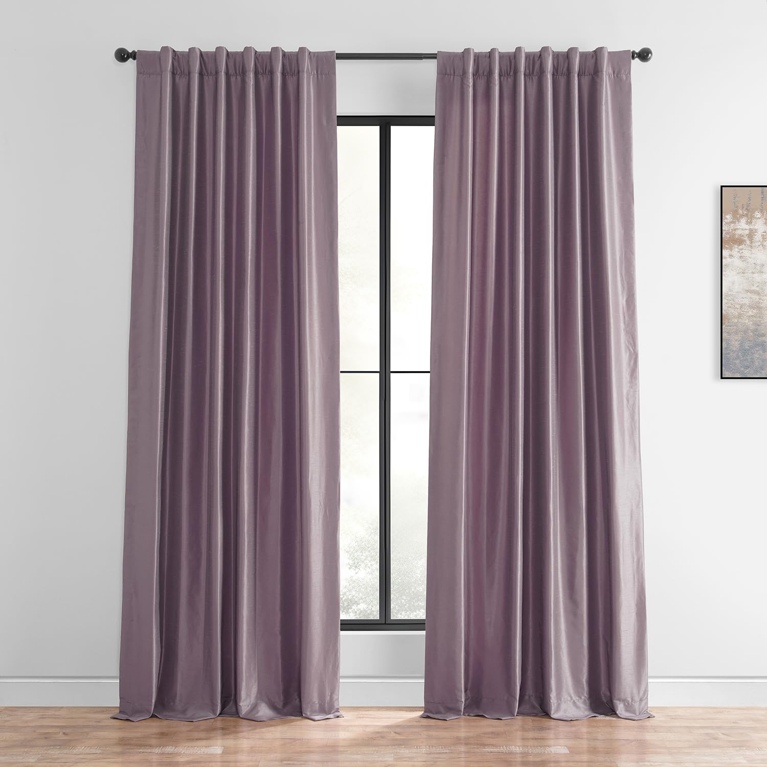 Room Darkening Curtains for Bedroom & Living Room - Vintage Textured Faux Dupioni Silk Window Drapes (1 Panel, 50x96, Smokey Plum) | Blackout Curtains for Better Sleep & Home Decor | HPD Half Price Drapes