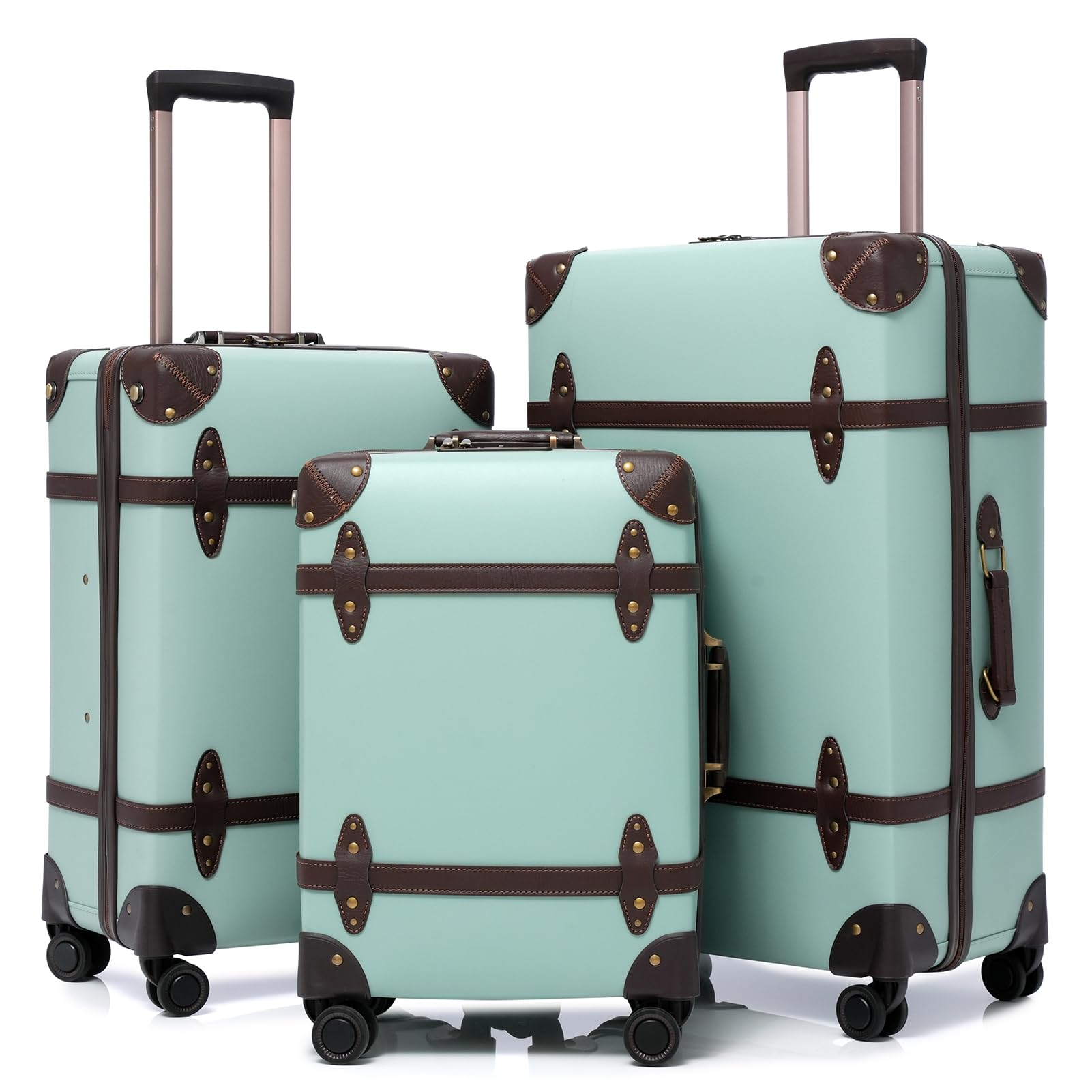 Vintage PU Leather Luggage Set for Women - 3-Piece Retro Suitcases (20