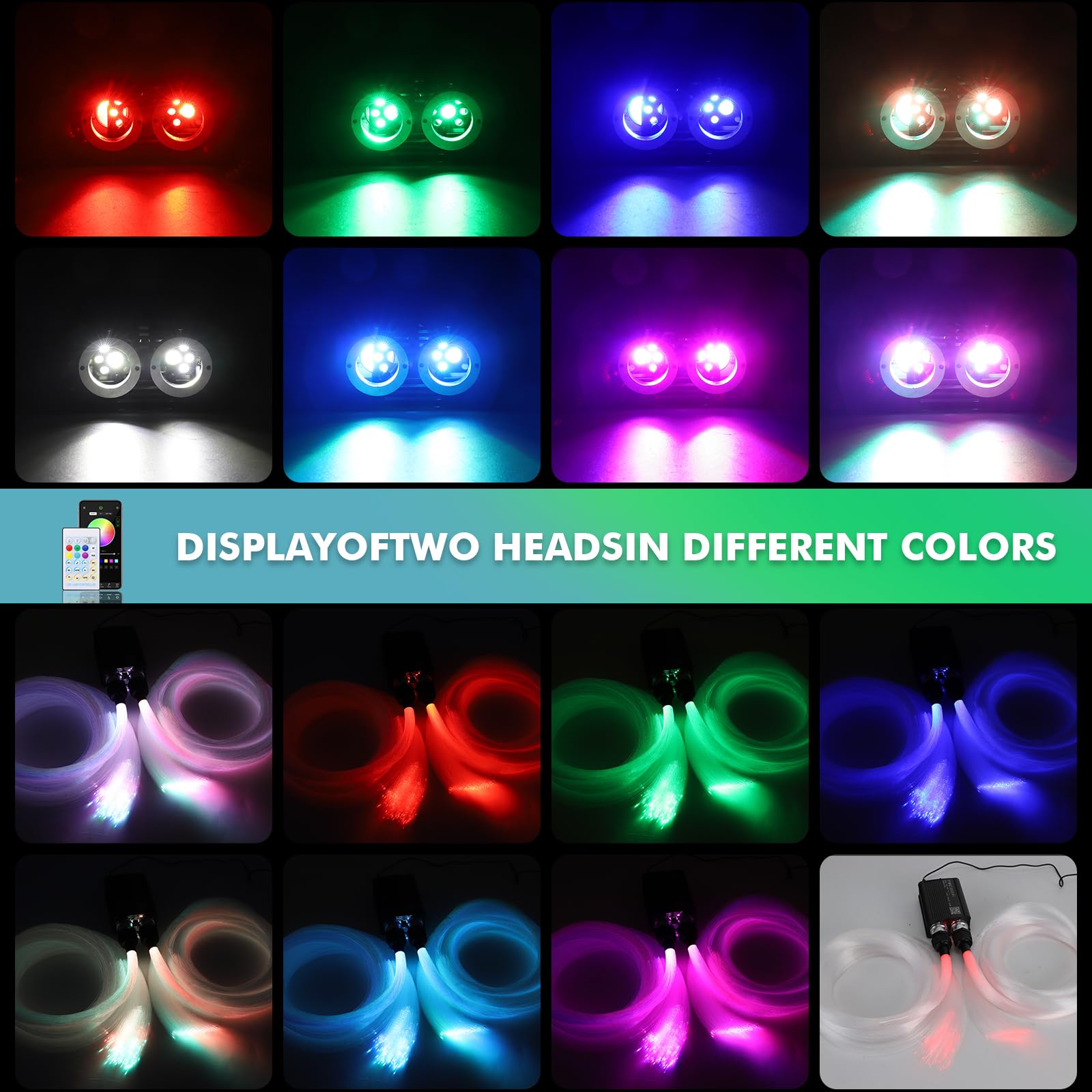 Twinkle Star Light Kit - 1000Pcs Fiber Optic Lights with APP/Remote Control, RGBW Music Sync & Sound Activation for Car Roof & Home Ceiling Decor | Perfect for Bedroom, Party, Theater & Romantic Ambiance Lighting