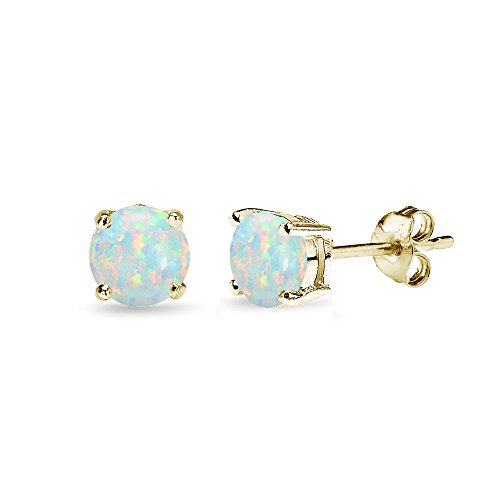 5mm White Opal - Gold Flash Silver