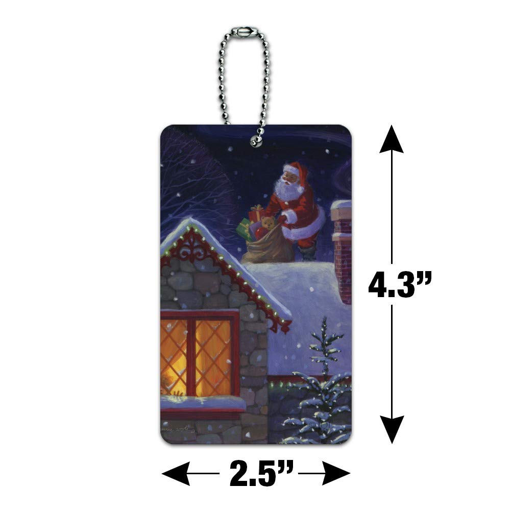 Santa Claus on Roof Luggage Tag - Christmas Holiday Themed Suitcase ID Tag for Carry-On Bags | Perfect for Travel Gifts & Holiday Season