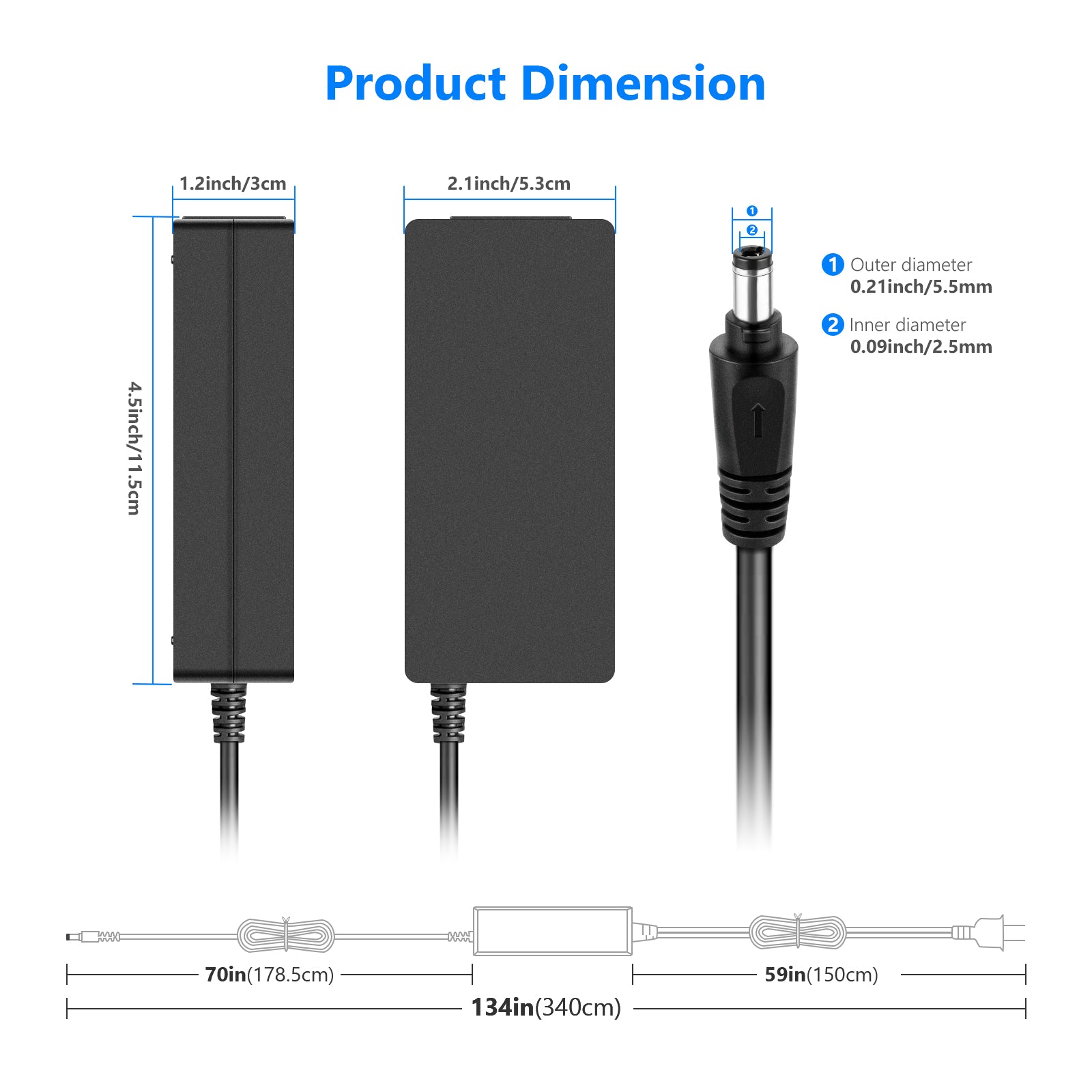NEEWER AC 110V to DC 15V Power Adapter for Ring Light - Compatible with LED Photography Lighting, Video Studio Equipment, and Streaming Setup (Perfect for YouTube, TikTok, and Live Broadcasts)