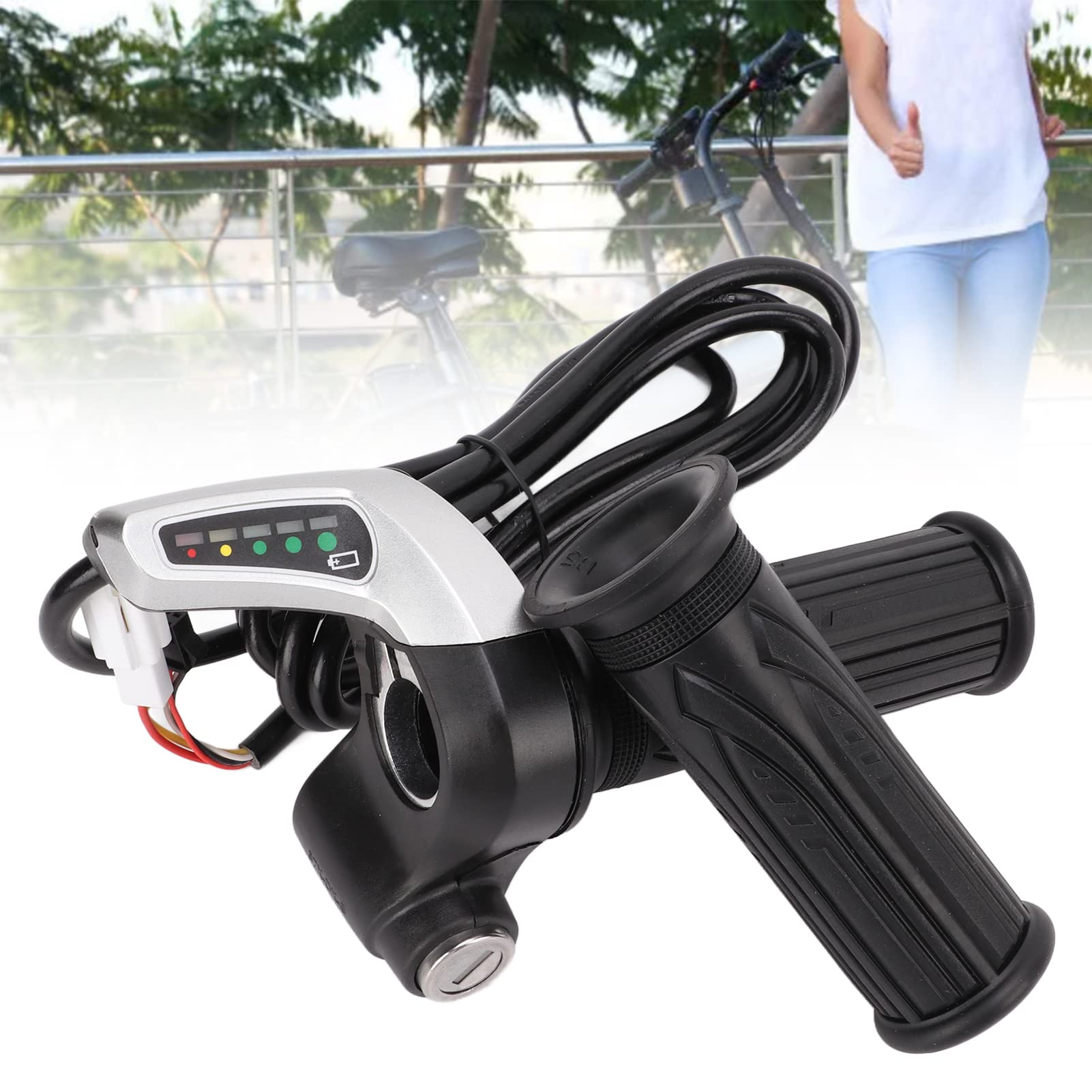 Universal Electric Bike Throttle Grip - LED Display & Power Key Lock for E-Bikes & Scooters - Speed Control Knob with Twist Accelerator - Perfect for Commuting & Outdoor Adventures