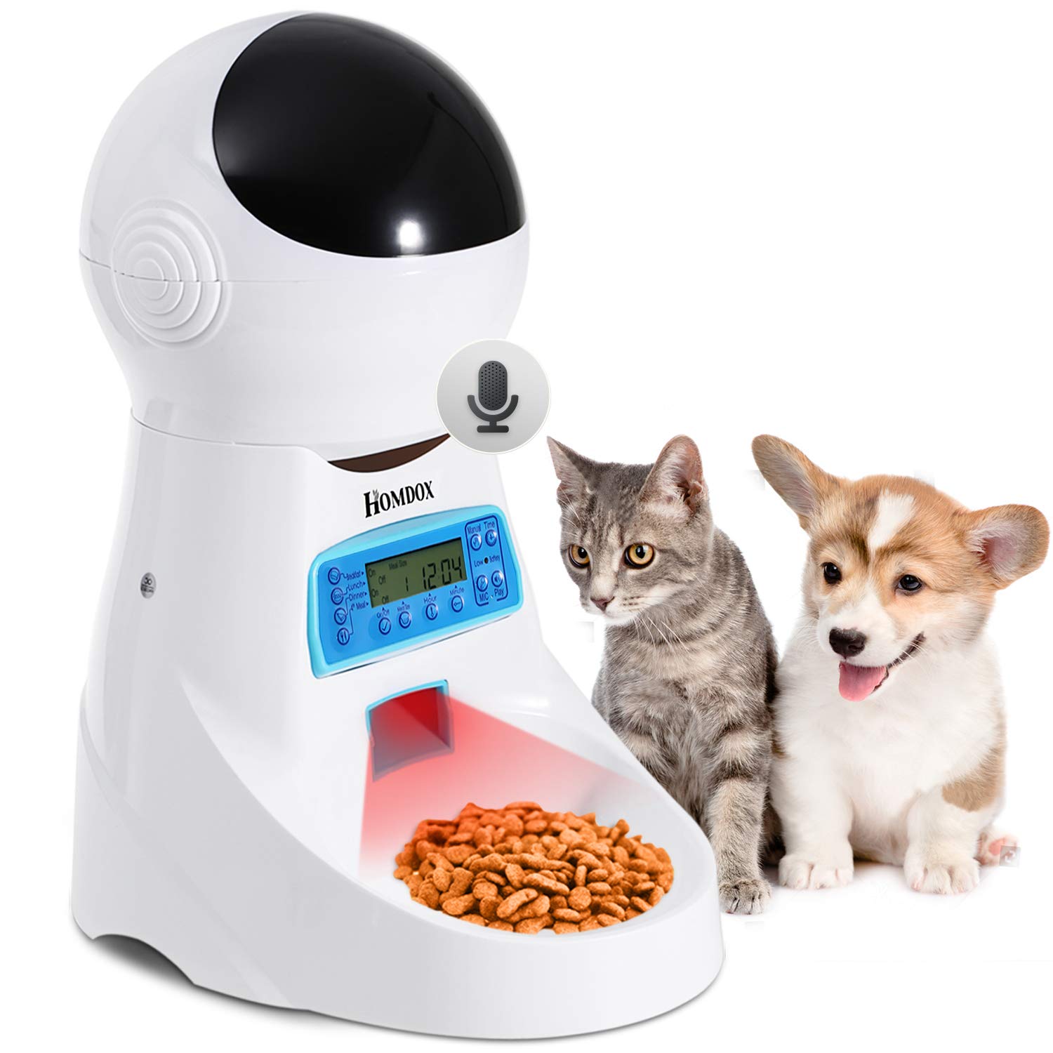 Automatic Cat Feeder with LCD Display - Programmable Timer, Voice Recording & Portion Control for Cats & Small Dogs - Perfect for Home, Office & Travel Use - 4 Meals Daily Feeding Schedule