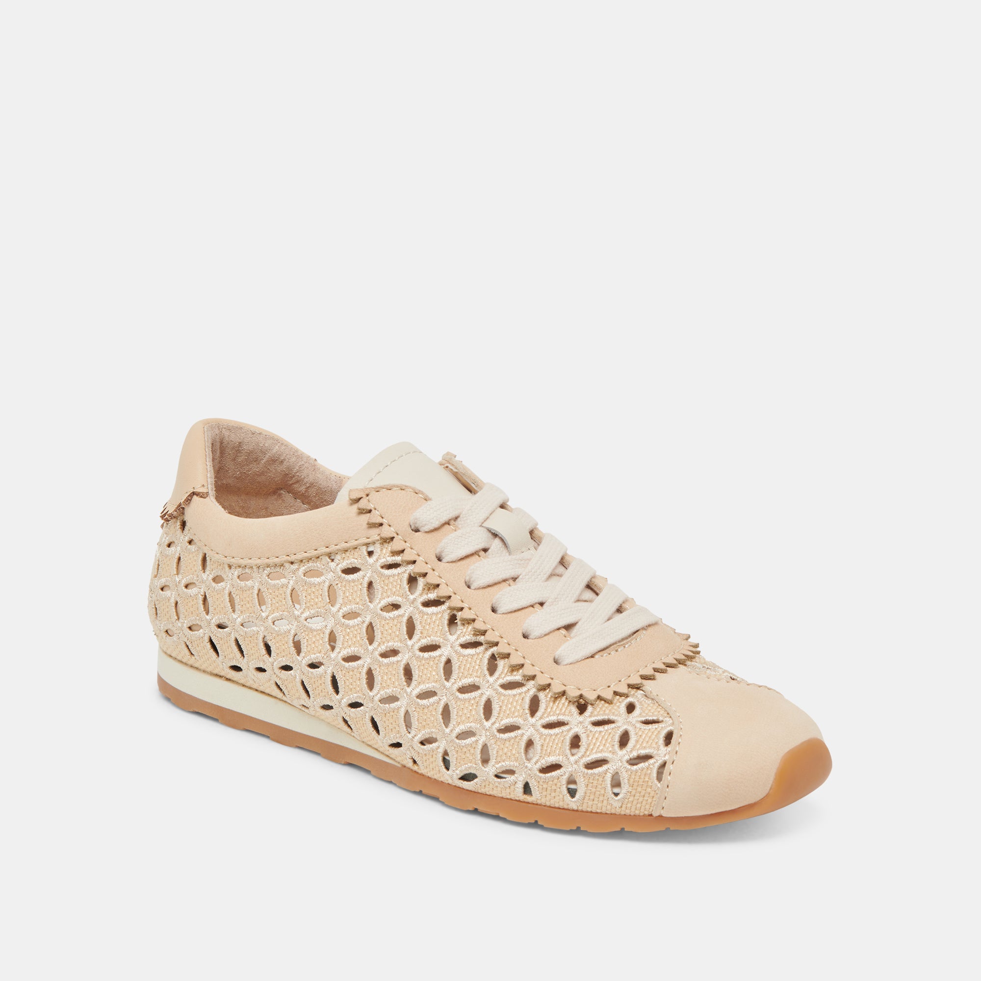 DANIE EYELET PERF SNEAKERS Light Natural Raffia - Comfortable Women's Casual Shoes for Summer Outfits & Beach Vacations