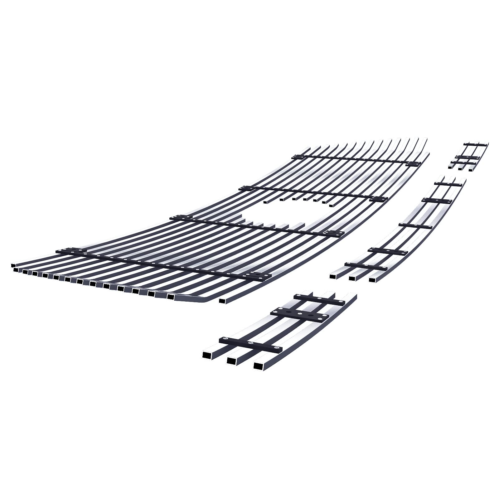 APS Compatible with Toyota Tundra 2010-2013 Main Upper Lower Bumper Stainless Steel Chrome Polished 8x6 Horizontal Billet Front Grill Grille Insert Combo T61008S - Upgrade Your Truck's Style for Off-Road Adventures & Car Shows