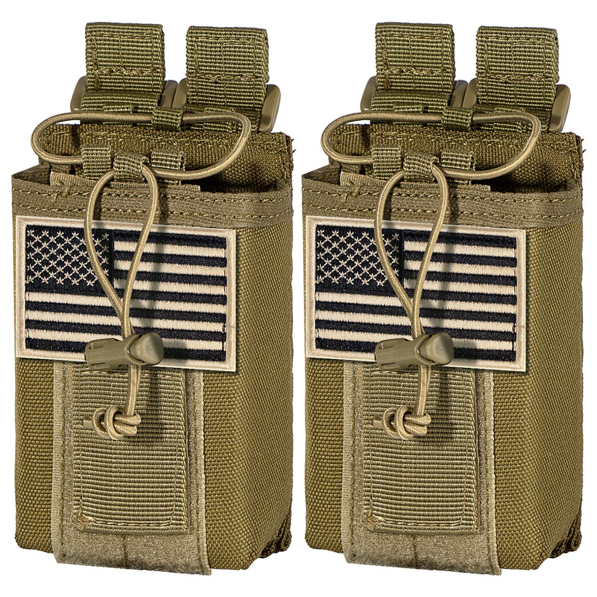 IronSeals 2 Pack Tactical MOLLE Adjustable Radio Pouch - Durable Walkie Talkie Holder for Two-Way Radios, Outdoor Sports, Hiking & Emergency Communication - Fits Motorola, Baofeng & More