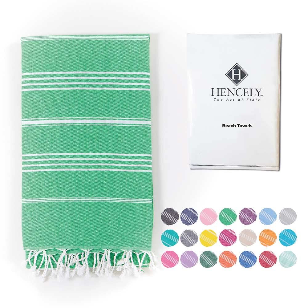 Turkish Beach Towel - Oversized 37x68, Quick-Dry & Sand-Free - Perfect for Pool, Beach & Travel (Green)
