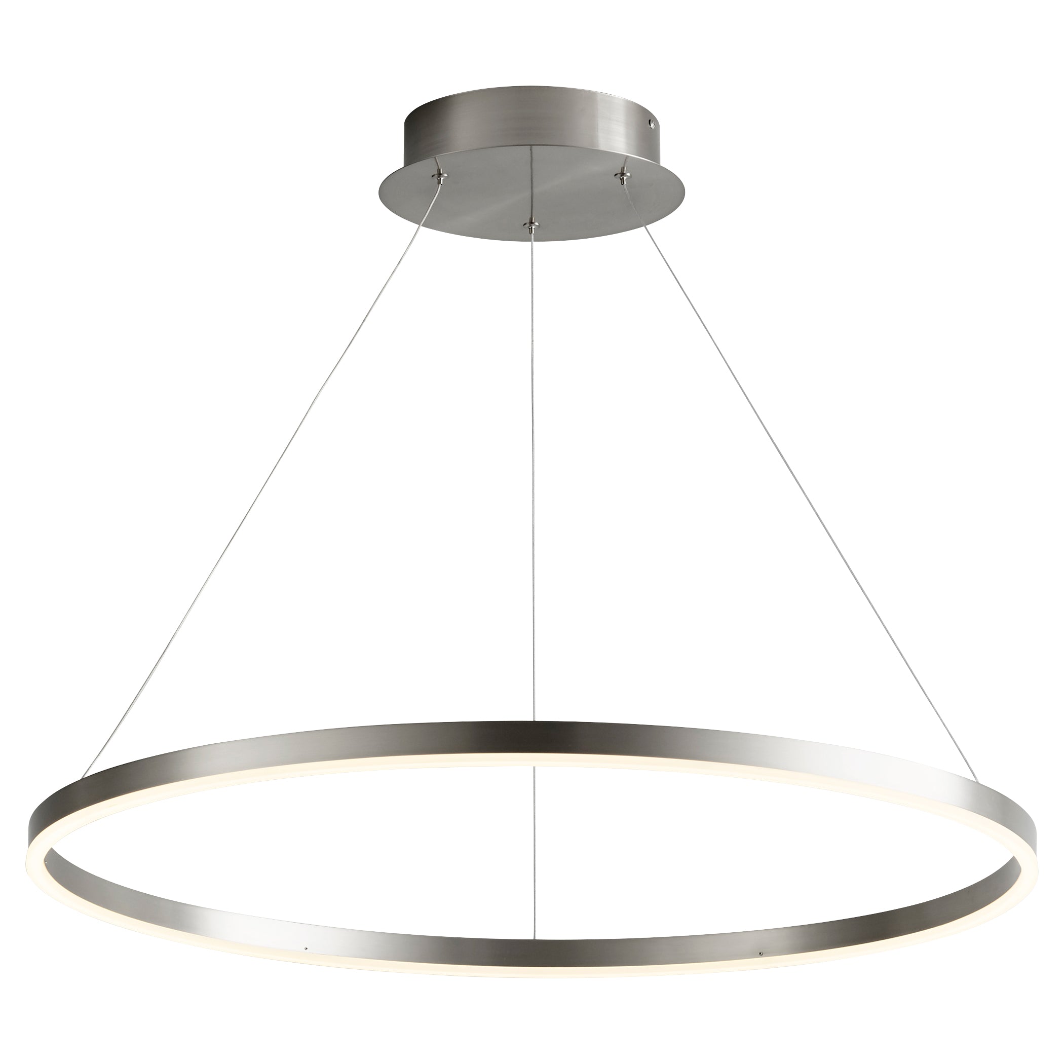 Oxygen Circulo 3 65 24 Pendant Light - 32 Inch Modern LED Ring Chandelier in Satin Nickel Finish - Perfect for Dining Room, Kitchen Island, and Contemporary Home Decor