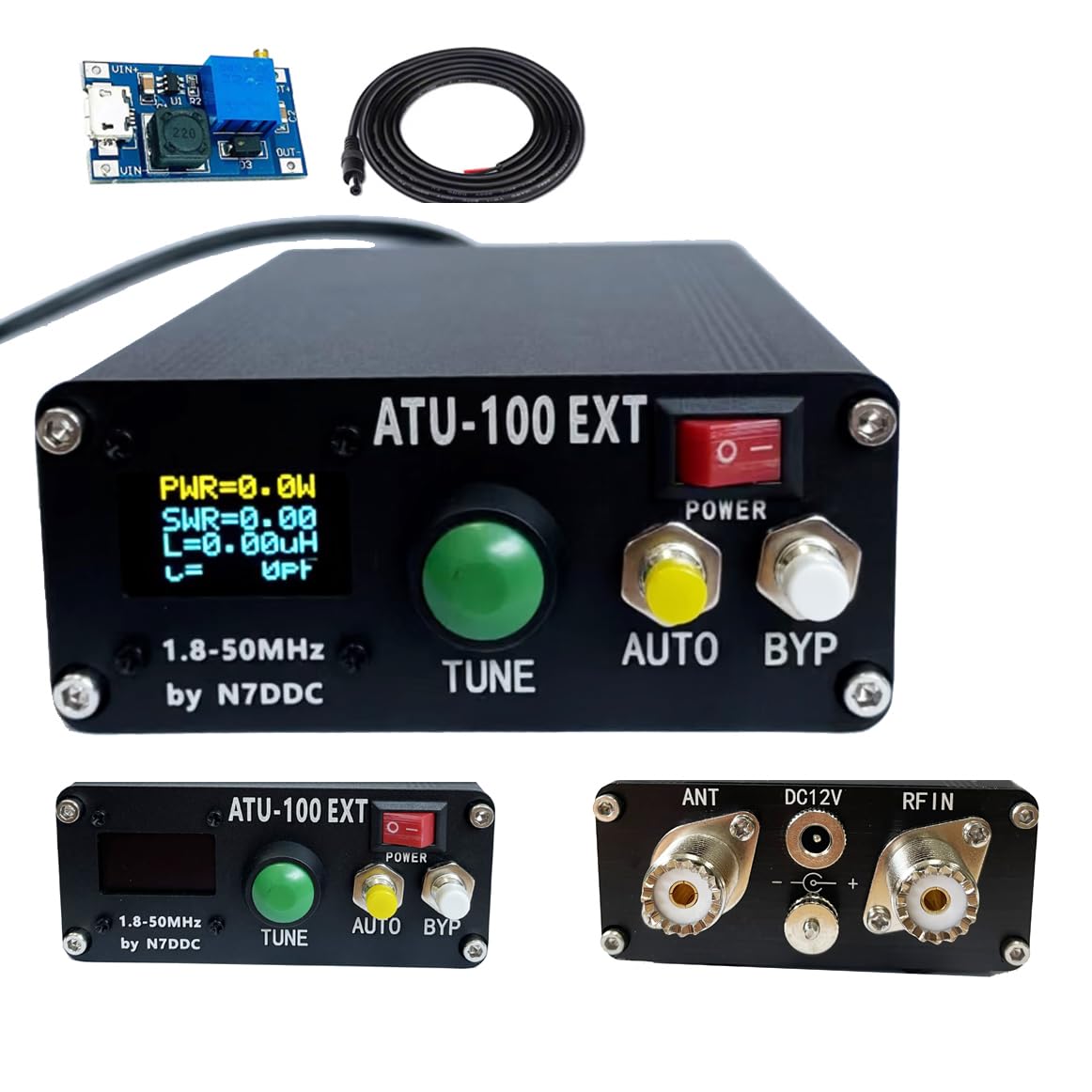 Malahit ATU-100 EXT Antenna Tuner 1.8-50MHz HF Radio Tuner with 7x7 OLED Display | 3.2 Firmware | USB Cable Included | Perfect for Ham Radio, Shortwave Listening & Emergency Communication (No Battery)