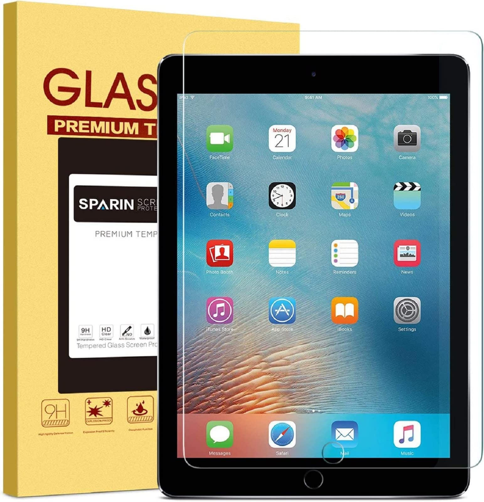 SPARIN Tempered Glass Screen Protector for iPad 6th/5th Gen & iPad Air 2 (9.7 Inch) | Case Friendly, Apple Pencil Compatible | Anti-Scratch, Bubble-Free Protection for Work & Study