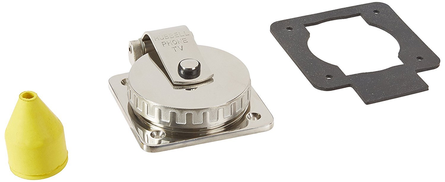 Hubbell HBLPHTVSS Marine Grade Stainless Steel Hull Inlet for Phone & TV - Perfect for Boats, Yachts & Marine Applications