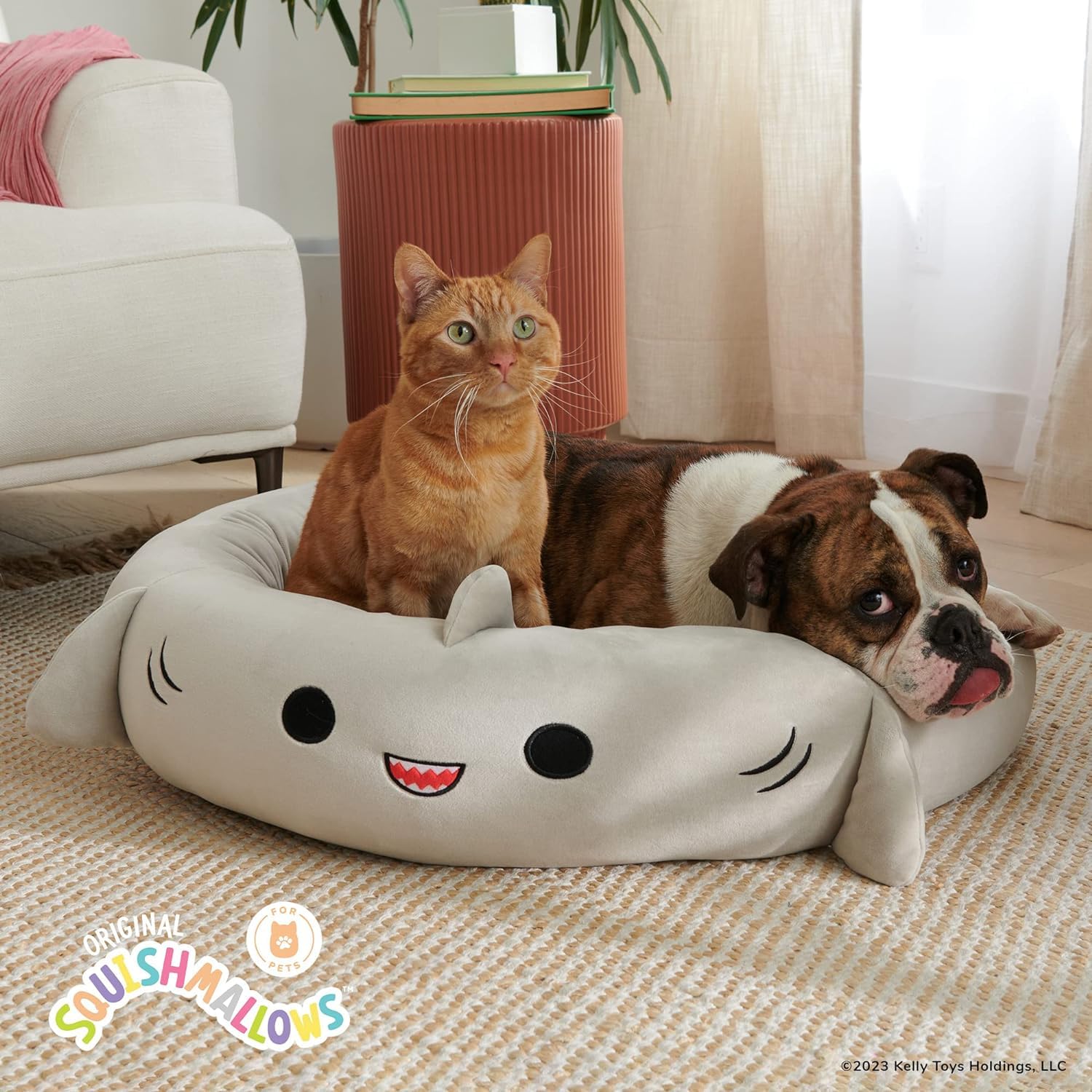 24-Inch Squishmallows Gordon Shark Pet Bed - Ultra Soft Plush Dog & Cat Bed for Medium Pets | Official Squishmallows Pet Accessory | Perfect for Cuddling, Napping & Home Decor