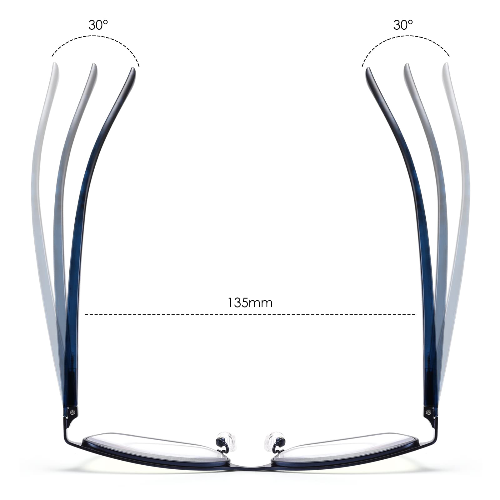 Blue Light Blocking Reading Glasses for Women & Men - Anti Glare Computer Glasses with Metal Frame & Spring Hinge - Perfect for Office Work, Screen Time & Digital Eye Strain Relief