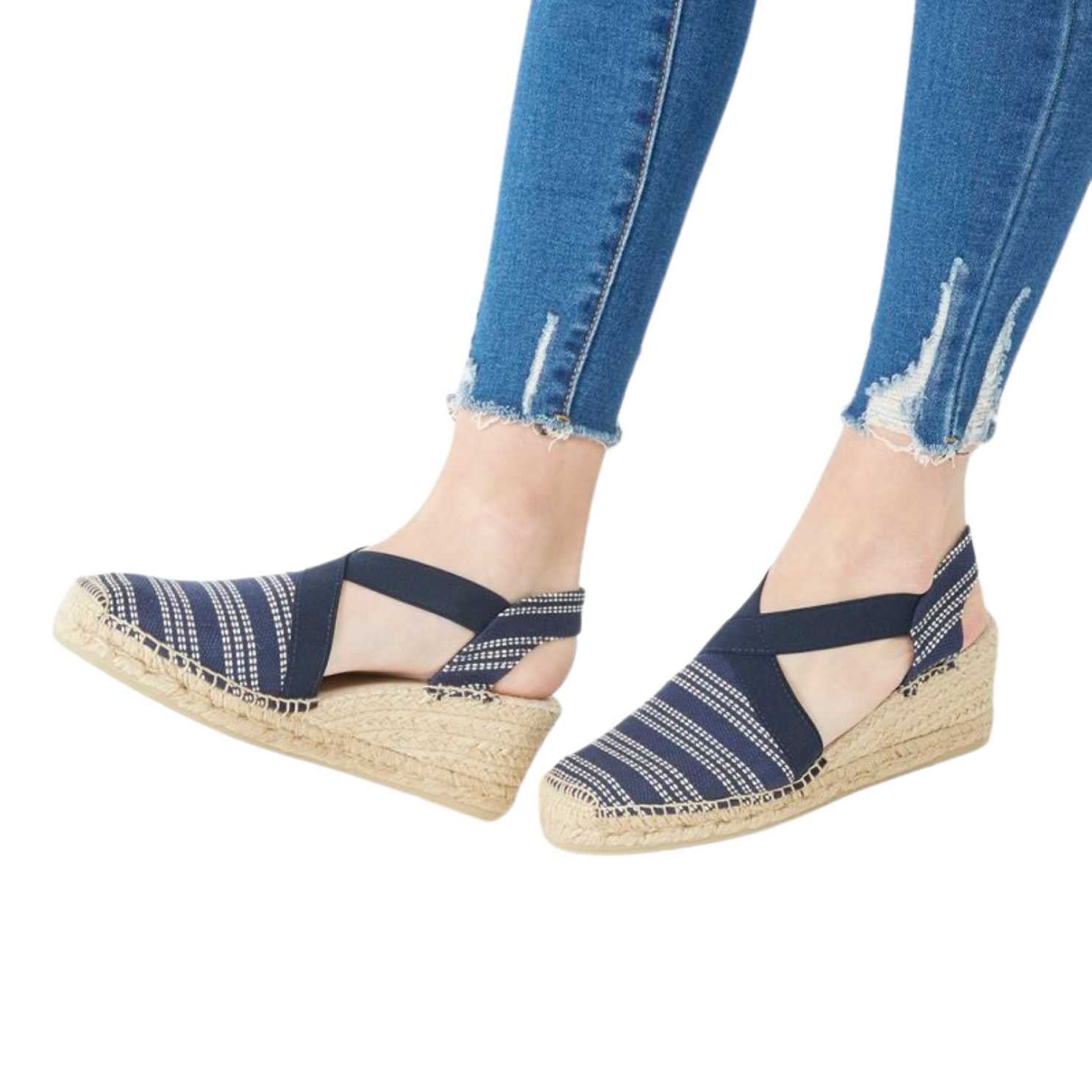 Women's Striped Cotton Blend Wedge Espadrilles - Comfortable Summer Shoes for Beach, Casual Outings & Everyday Wear | Tarbes