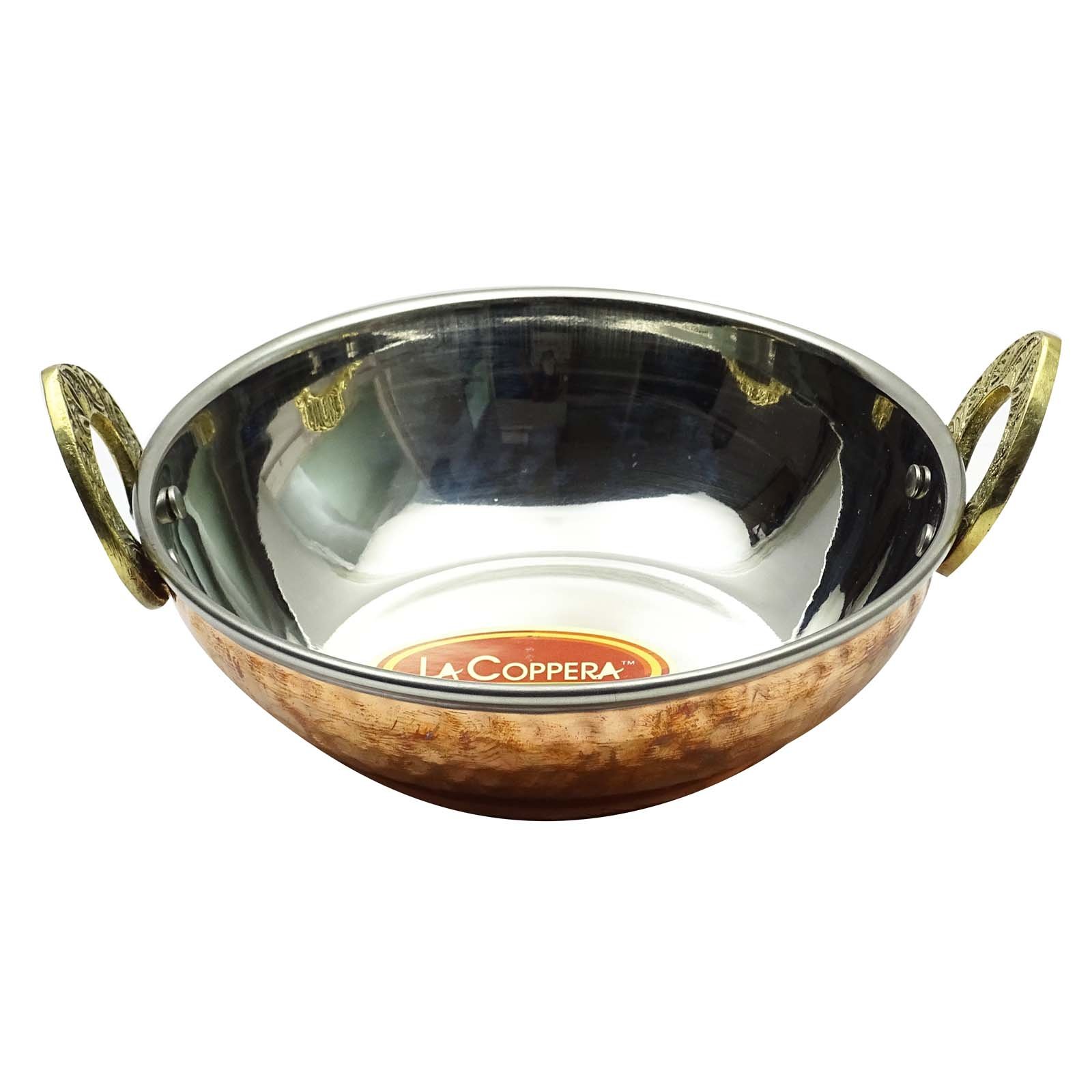 Traditional Indian Kadhai Copper Cookware Set - Handcrafted Copper Kitchen Utensils for Indian Cooking, Serving & Decoration - Perfect for Curry, Biryani, Dal & Traditional Indian Dishes