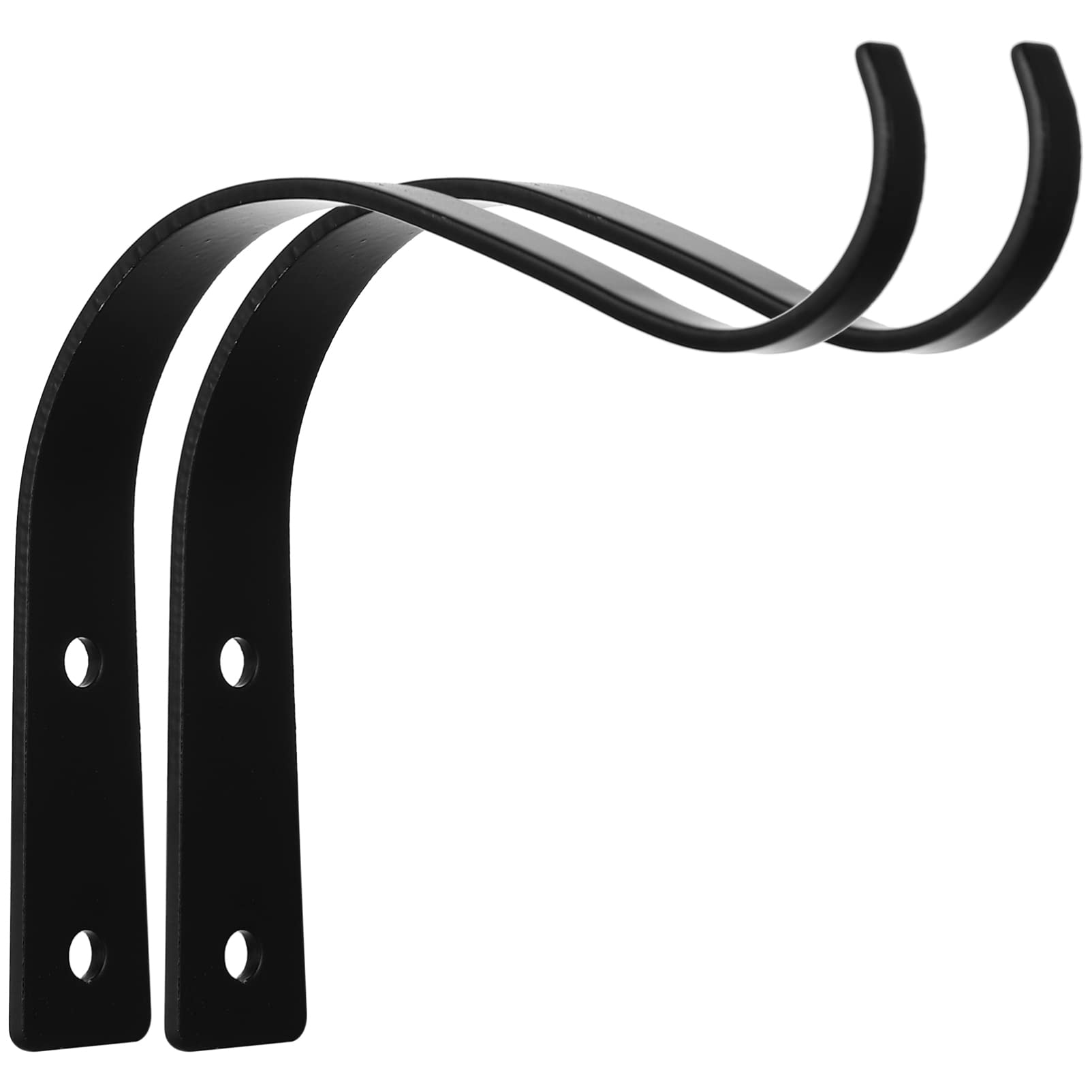 Yardwe 2 Pack Black Wrought Iron Hanging Basket Hooks - Heavy Duty Metal Plant Hangers for Flower Pots, Lanterns & Bird Feeders - Perfect for Garden, Patio, Porch & Indoor Decor
