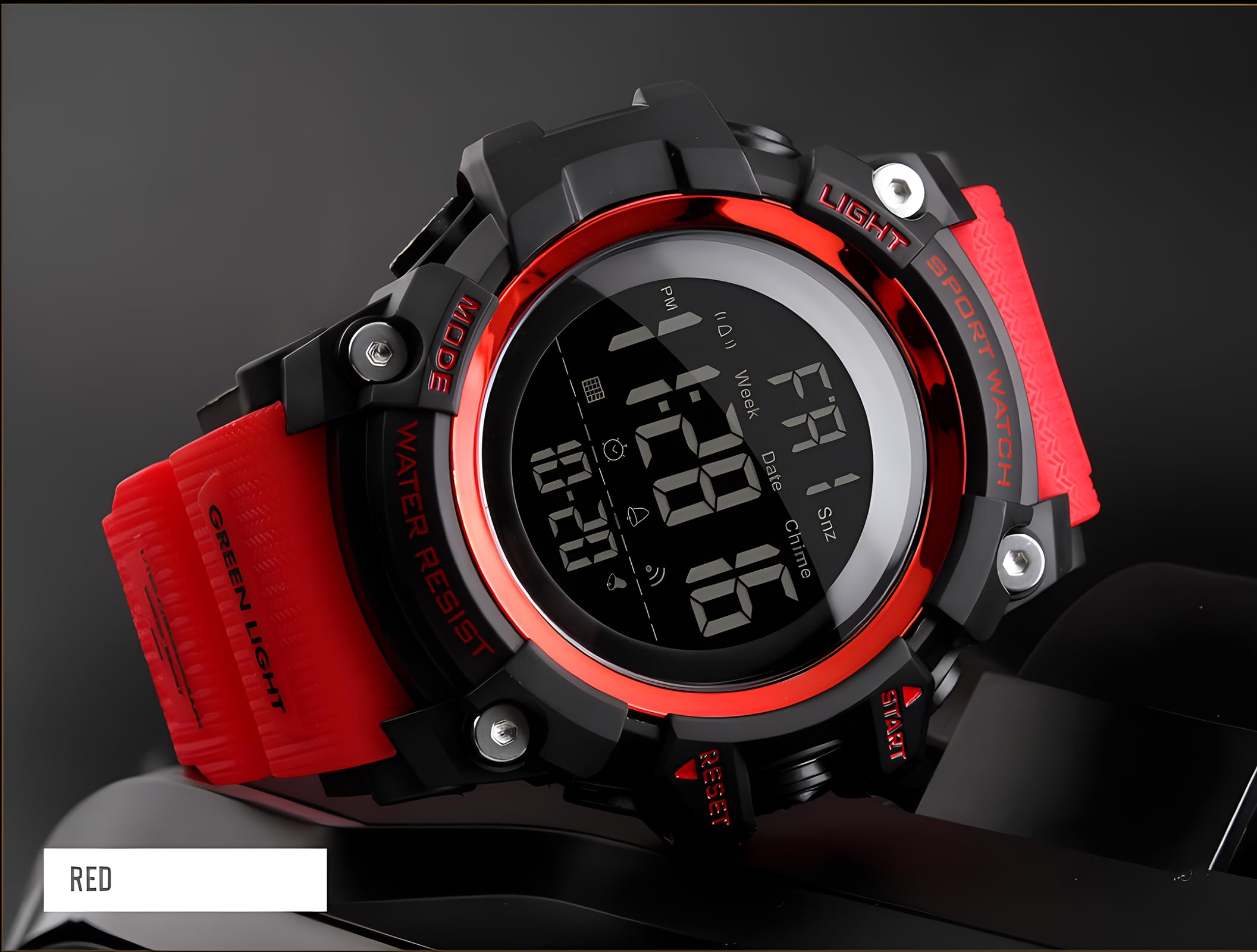 Gosasa Men's Sports Watch - Waterproof Digital LED Stopwatch with Countdown, 12/24 Hour Display, Multifunctional Wristwatch for Running, Gym, Outdoor Activities & Daily Use