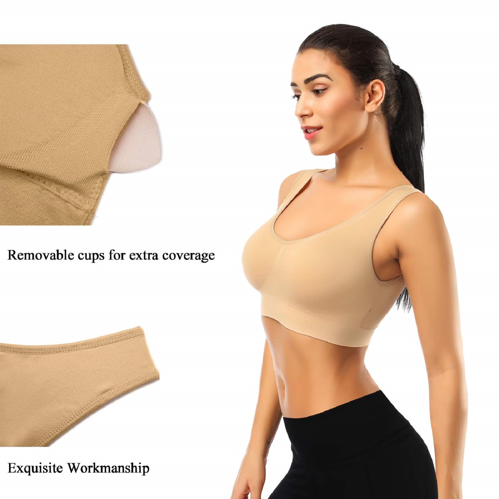 BESTENA Comfort Bra for Women - Seamless Wireless Sleep Bra with Removable Pads, Yoga Sports Bra for Lounge, Workout & Everyday Wear