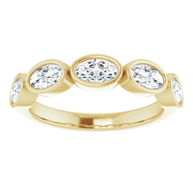 1.05 Carat Oval Cut Diamond Wedding Band - 5 Stone Anniversary Ring for Women - Perfect for Engagement, Wedding & Special Occasions