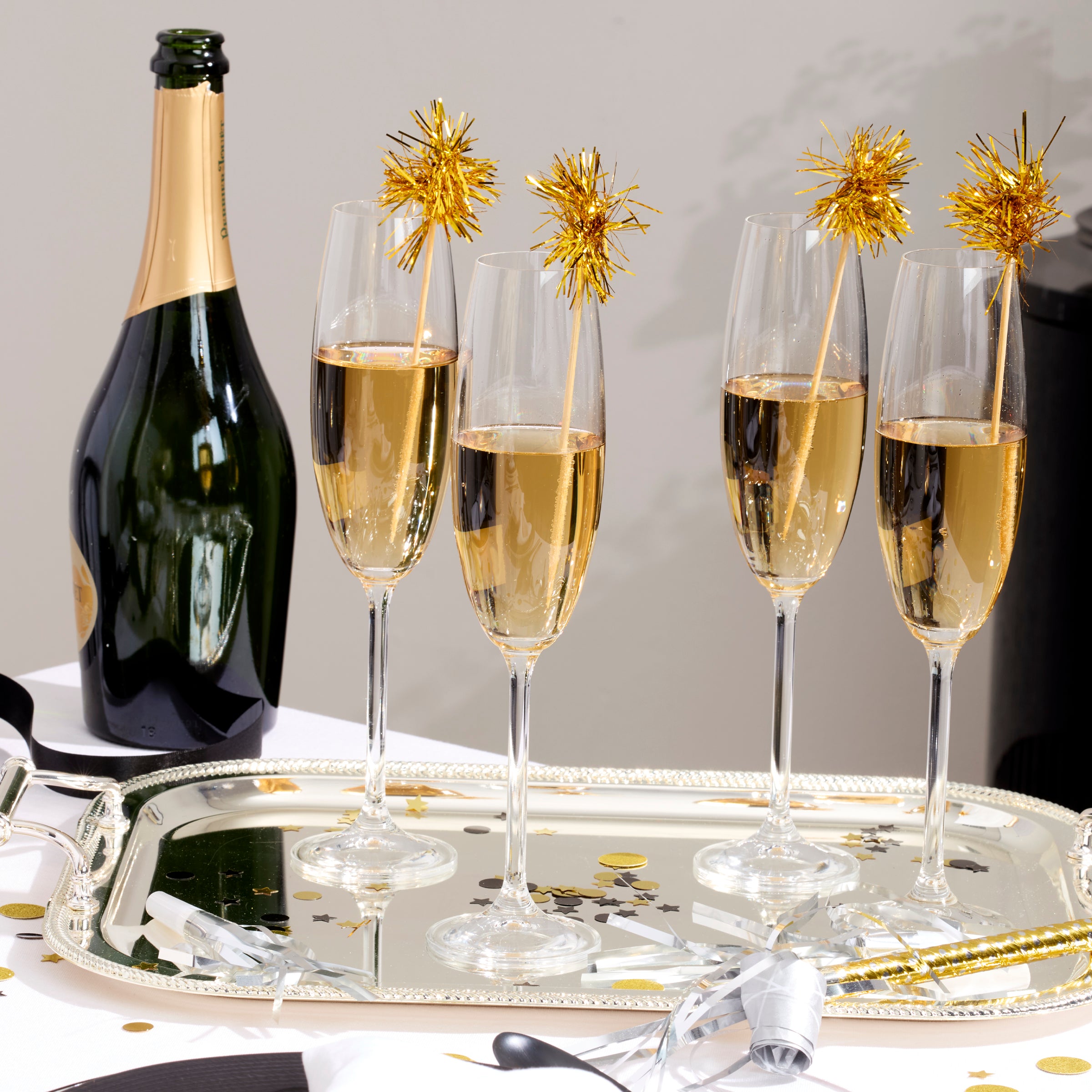 Premium Tuscany Classics Champagne Flute Glasses Set of 6 - Elegant Crystal Clear Wine Glasses for Weddings, Parties & Celebrations