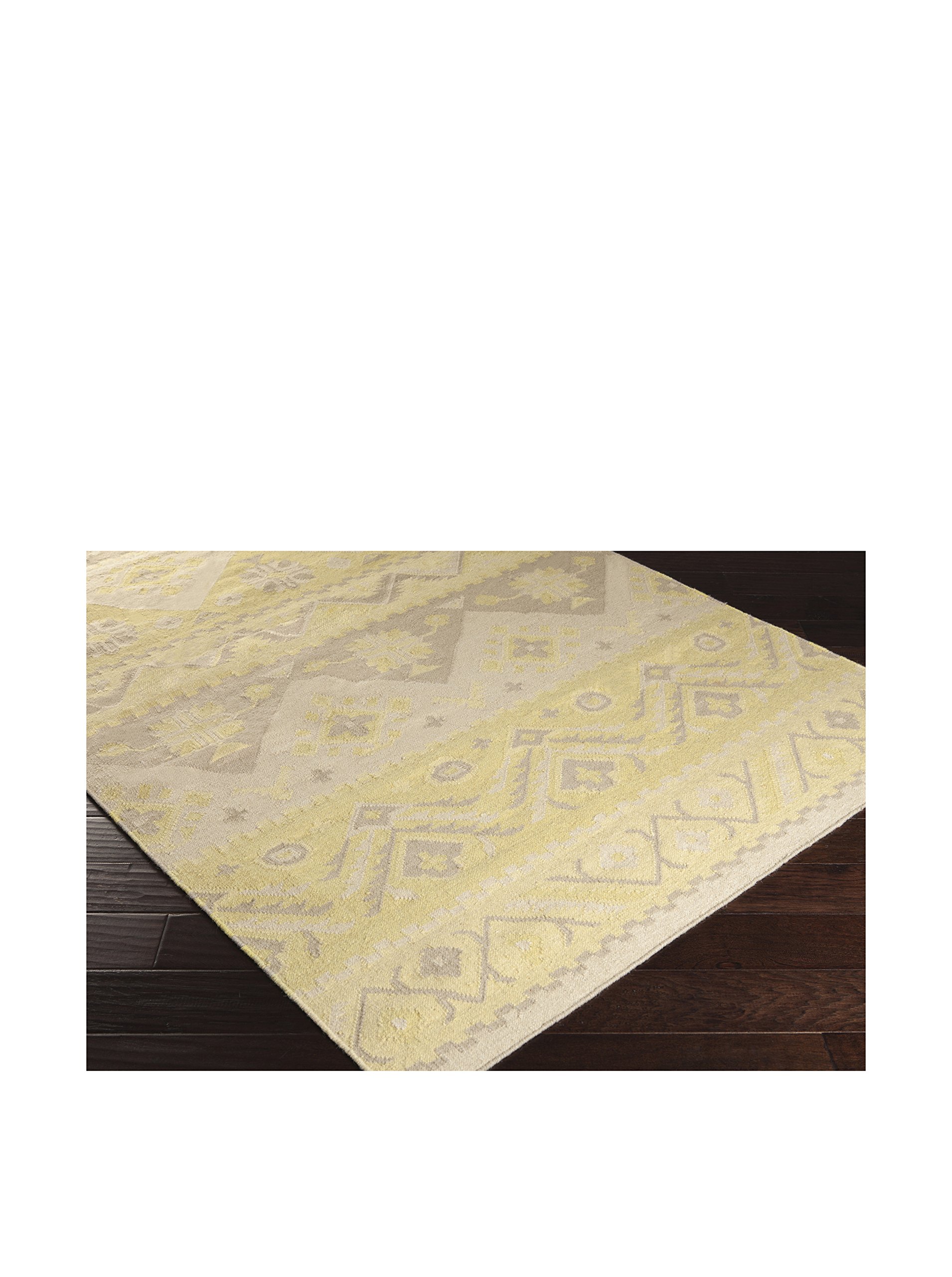 Hand Woven Casual Area Rug 5x8 Feet - Soft Butter Gold Beige Lime Bohemian Style - Perfect for Living Room, Bedroom, or Home Decor