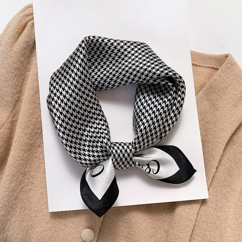 Luxury 100% Natural Silk Square Scarf for Women - Fashion Designer Print Hair Bandana & Neck Foulard - Elegant Small Kerchief Accessory 2024 New Collection - Perfect for Office, Parties, Weddings & Everyday Fashion