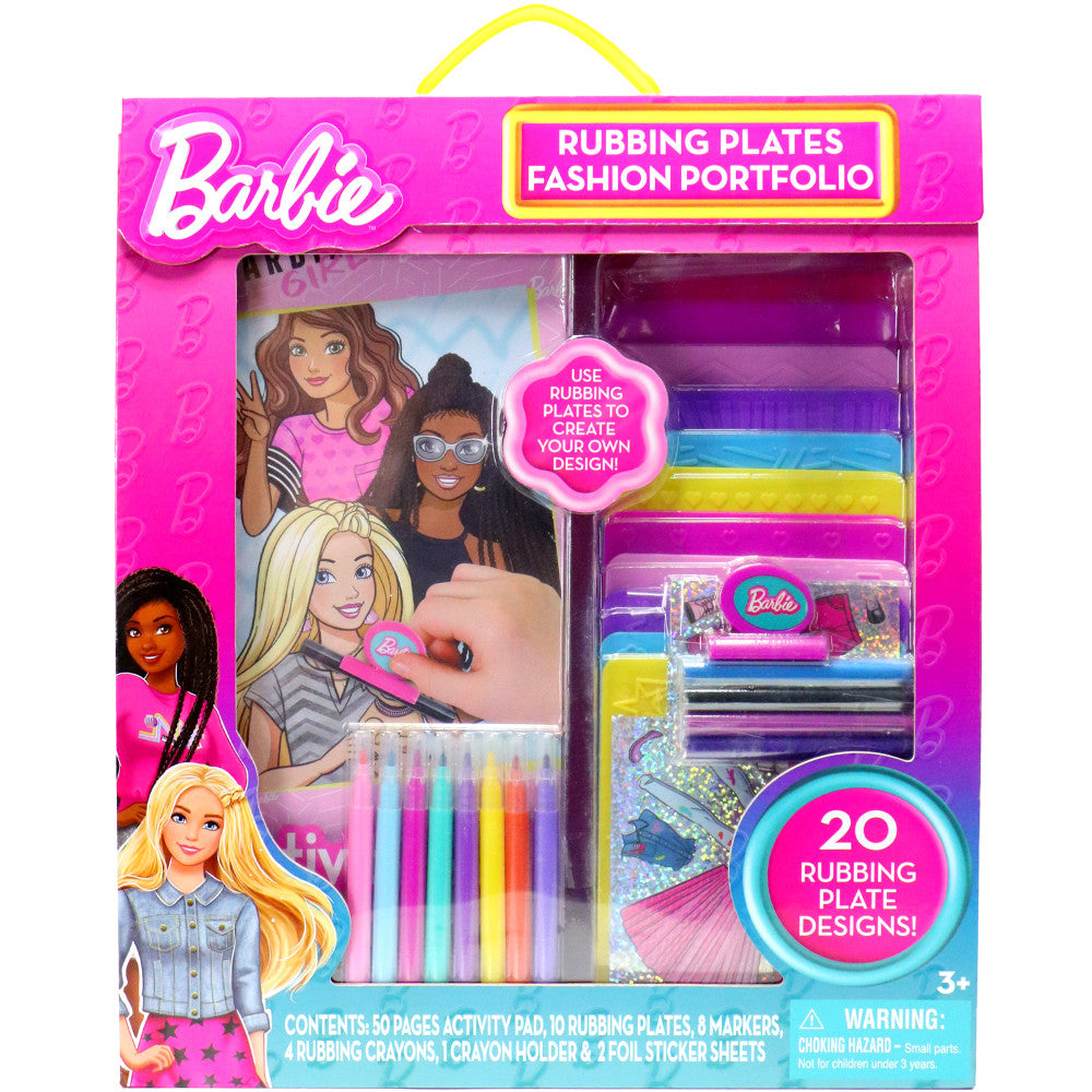 Barbie Fashion Creation Portfolio with Rubbing Plates - Design & Customize Outfits for Kids | Creative Dress-Up Play & DIY Fashion Design for Girls
