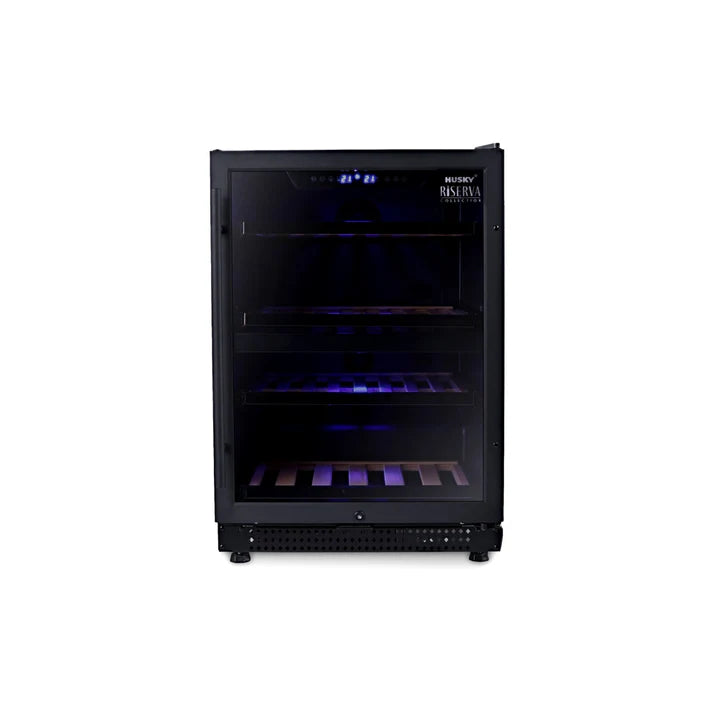 HUSKY 154L Dual Zone Wine Cooler Refrigerator - Black HUSWS54DMBZY for Home, Office, and Restaurant Wine Storage