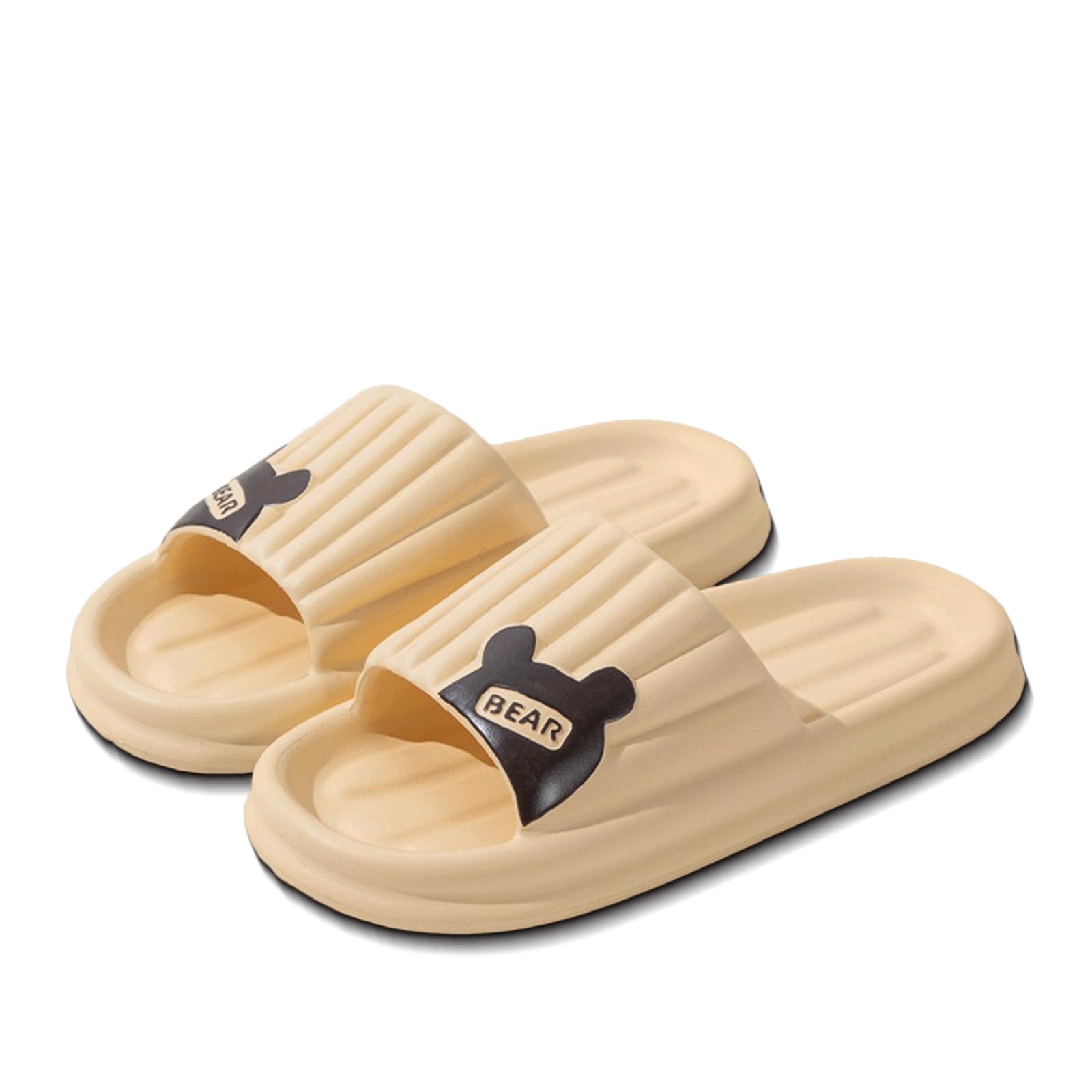 Comfortable Cloud Slides for Women & Men - Non-Slip Bear Pillow Slippers, Soft Foam Bath Sandals for Indoor, Outdoor, Shower, Pool & Home Use